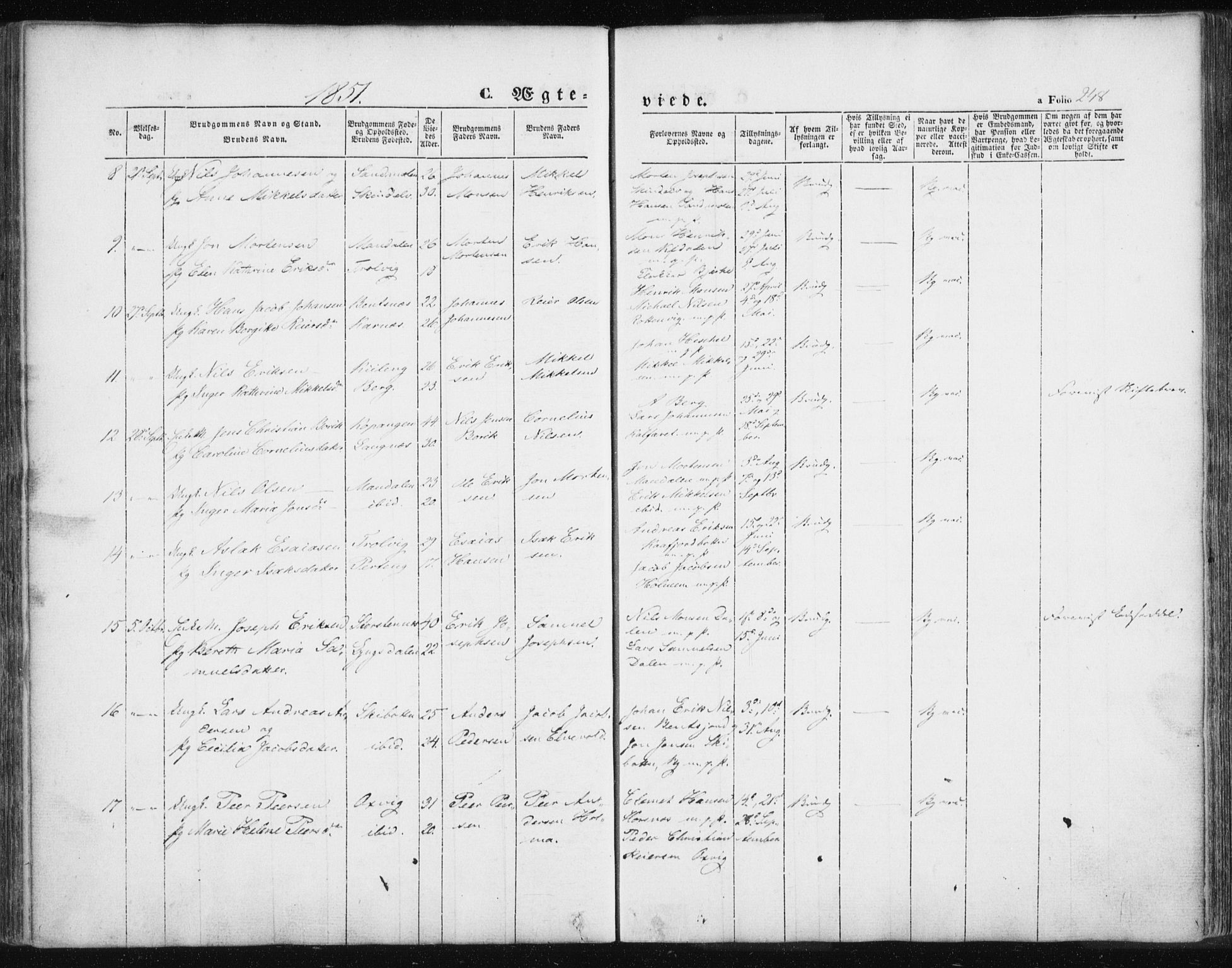 Lyngen sokneprestembete, SATØ/S-1289/H/He/Hea/L0004kirke: Parish register (official) no. 4, 1839-1858, p. 248