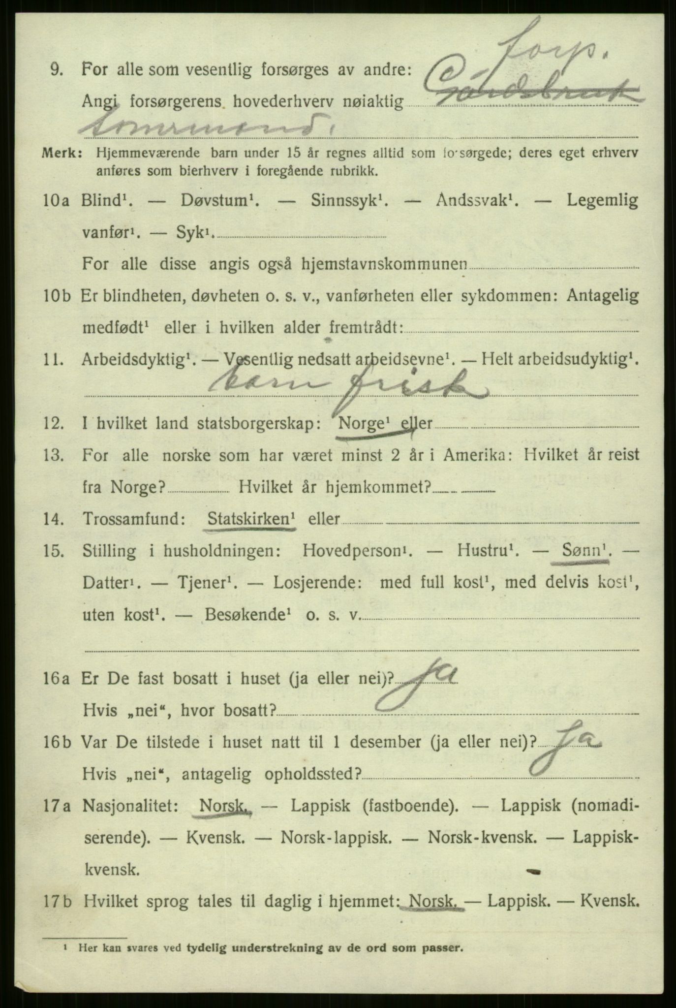 SATØ, 1920 census for Nordreisa, 1920, p. 2160