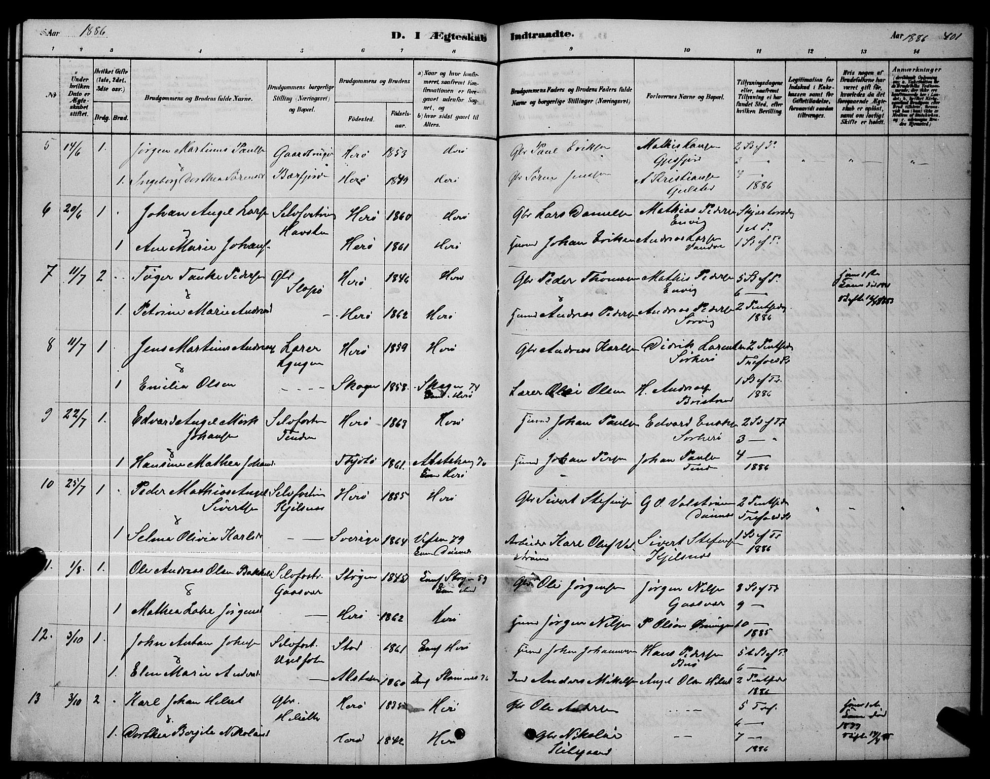 Ministerialprotokoller, klokkerbøker og fødselsregistre - Nordland, AV/SAT-A-1459/834/L0513: Parish register (copy) no. 834C04, 1877-1892, p. 401