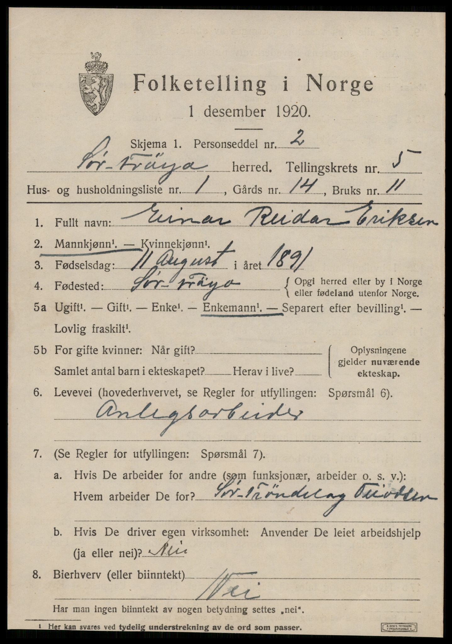 SAT, 1920 census for Sør-Frøya, 1920, p. 4379