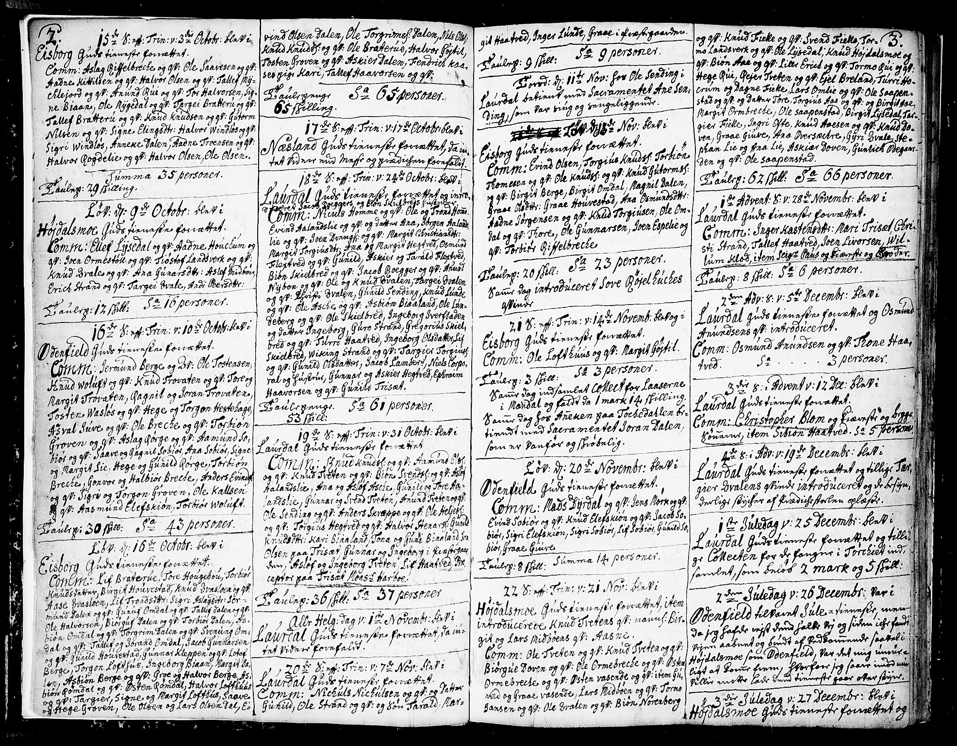 Lårdal kirkebøker, SAKO/A-284/F/Fa/L0002: Parish register (official) no. I 2, 1734-1754, p. 2-3