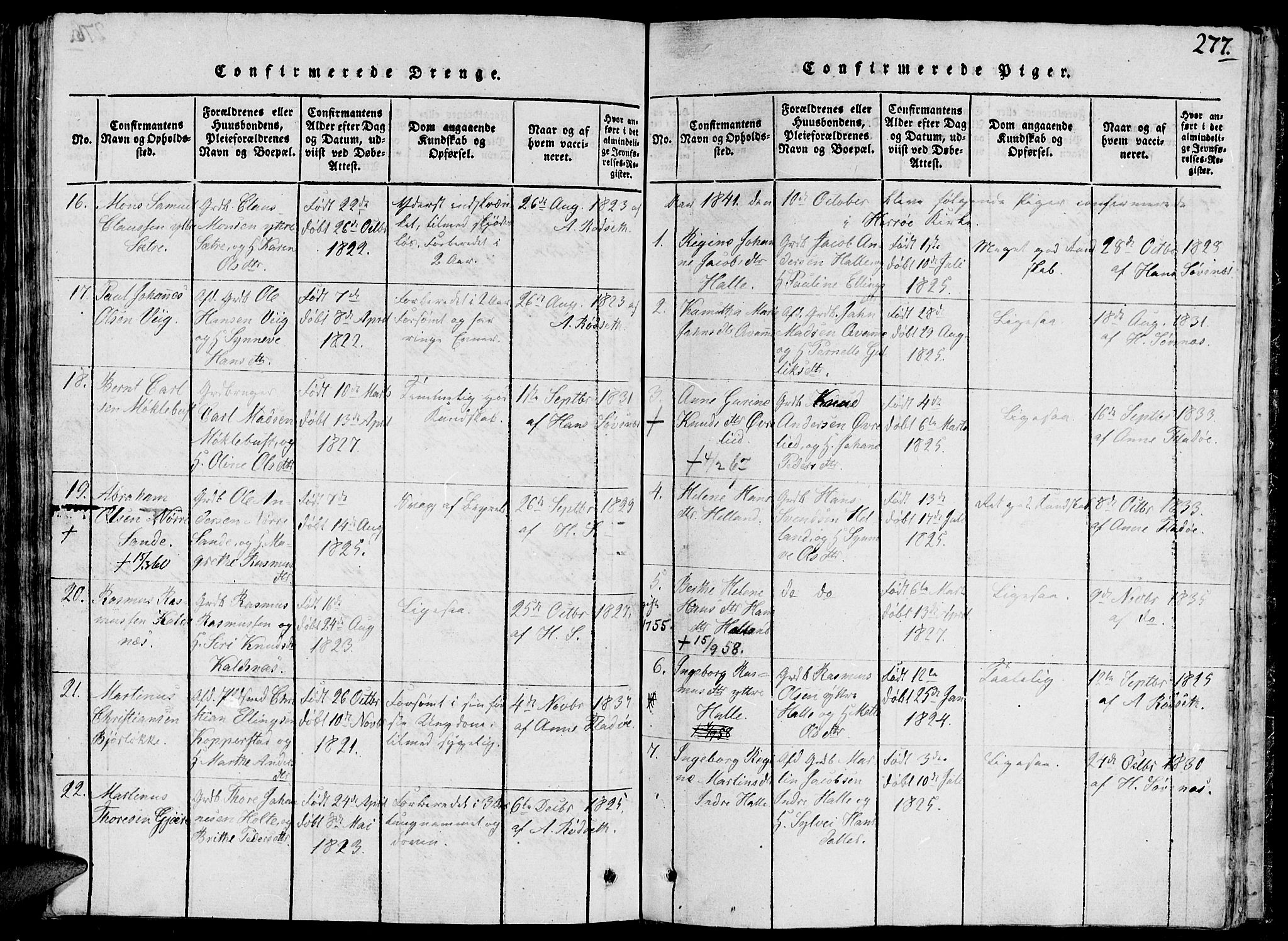 Ministerialprotokoller, klokkerbøker og fødselsregistre - Møre og Romsdal, AV/SAT-A-1454/503/L0033: Parish register (official) no. 503A01, 1816-1841, p. 277