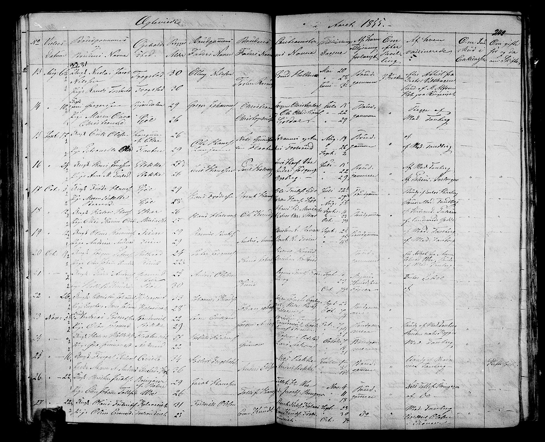 Sande Kirkebøker, AV/SAKO-A-53/G/Ga/L0002: Parish register (copy) no. 2, 1847-1863, p. 242