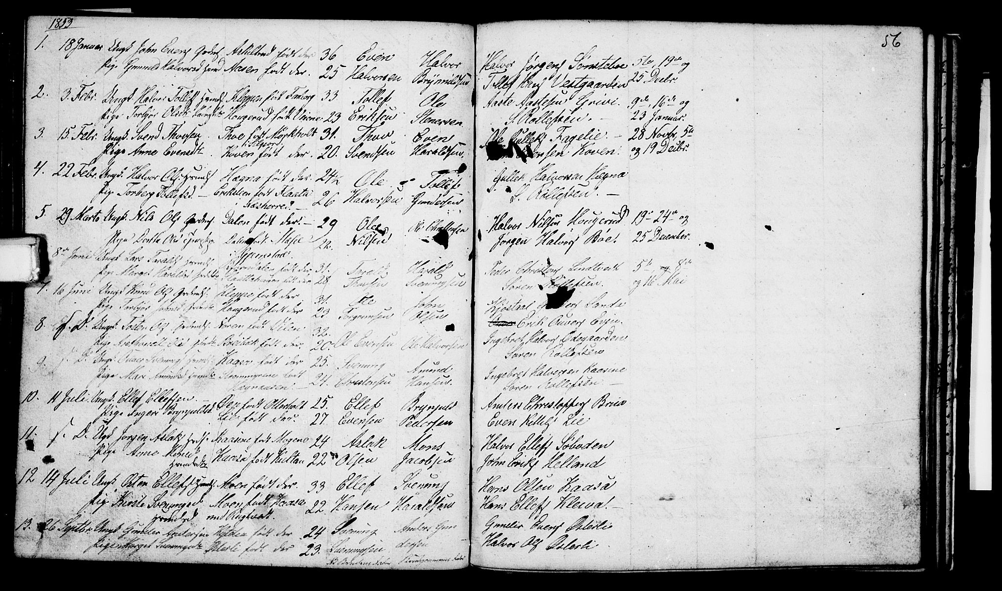 Bø kirkebøker, SAKO/A-257/G/Ga/L0002: Parish register (copy) no. 2, 1853-1866, p. 56