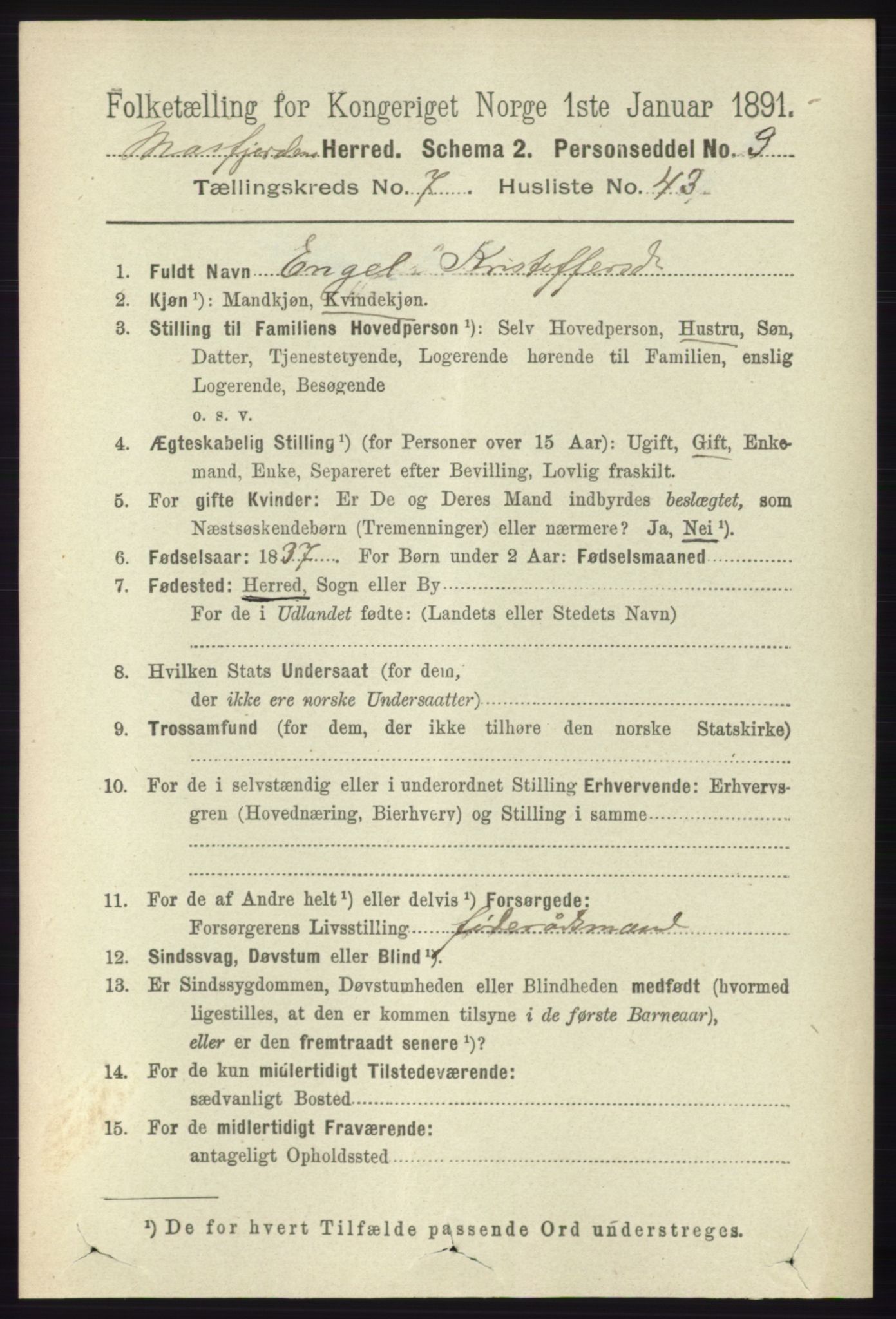 RA, 1891 census for 1266 Masfjorden, 1891, p. 1501