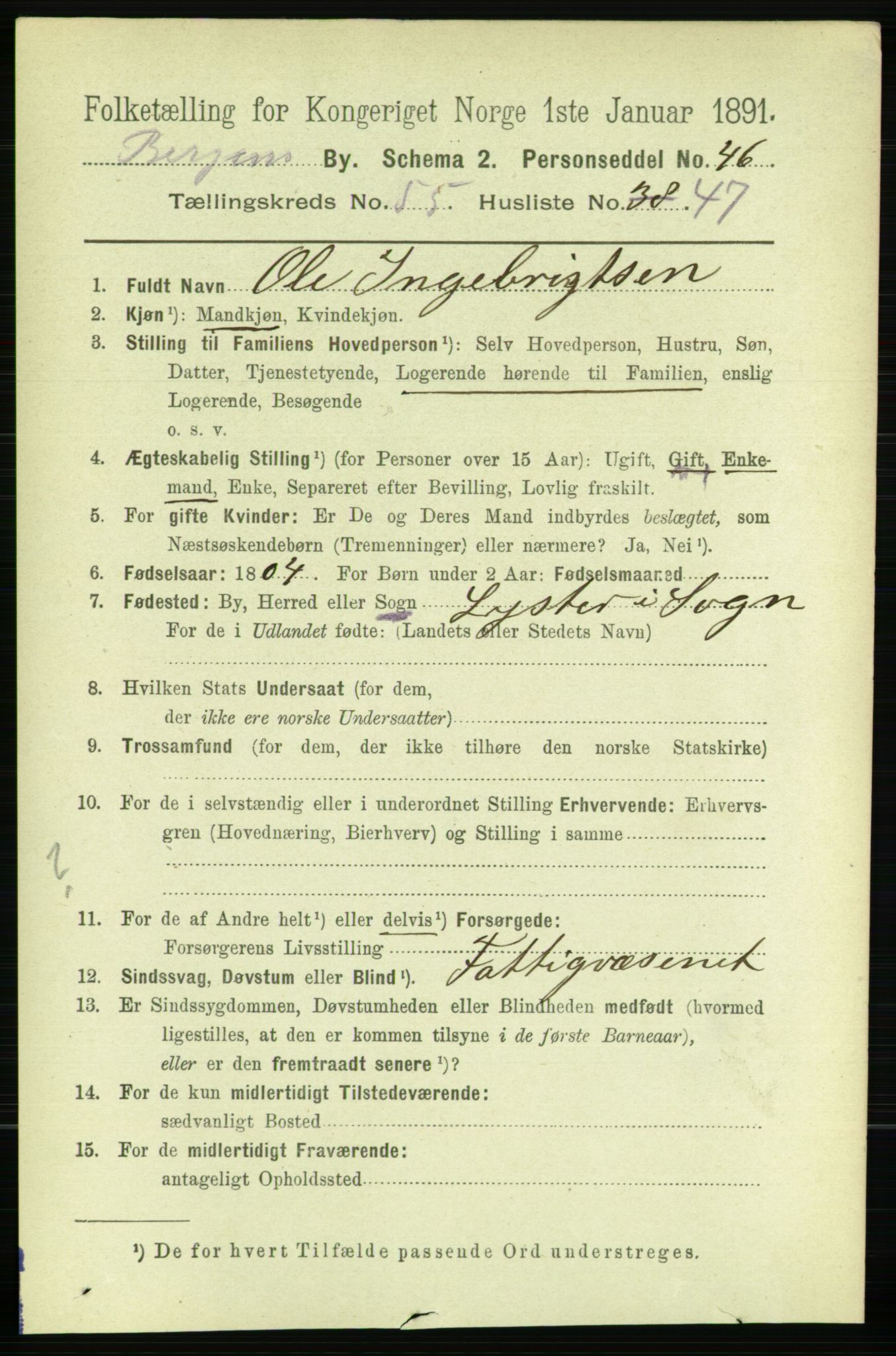 RA, 1891 Census for 1301 Bergen, 1891, p. 64418