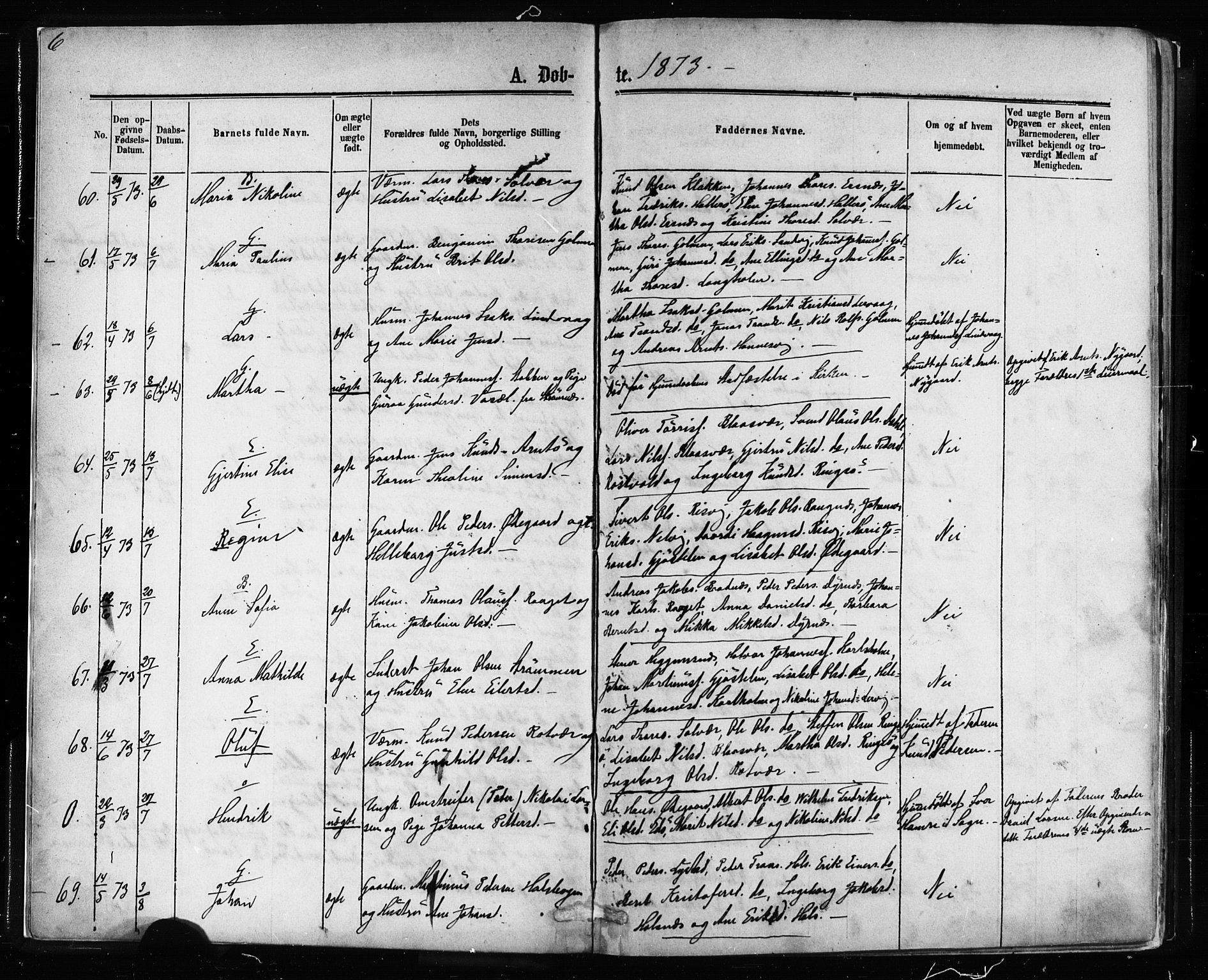 Ministerialprotokoller, klokkerbøker og fødselsregistre - Møre og Romsdal, AV/SAT-A-1454/581/L0938: Parish register (official) no. 581A06, 1873-1879, p. 6