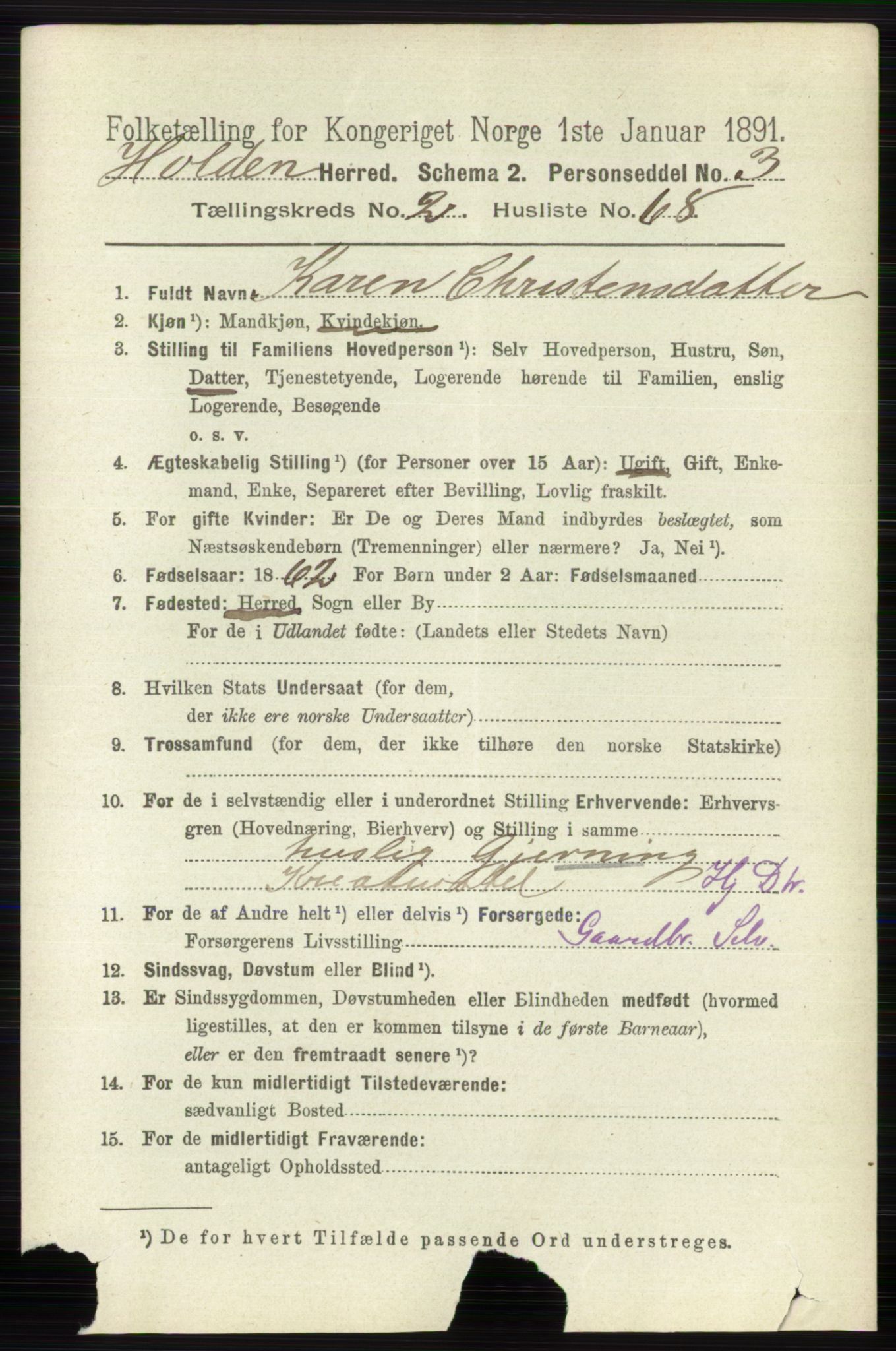 RA, 1891 census for 0819 Holla, 1891, p. 1262