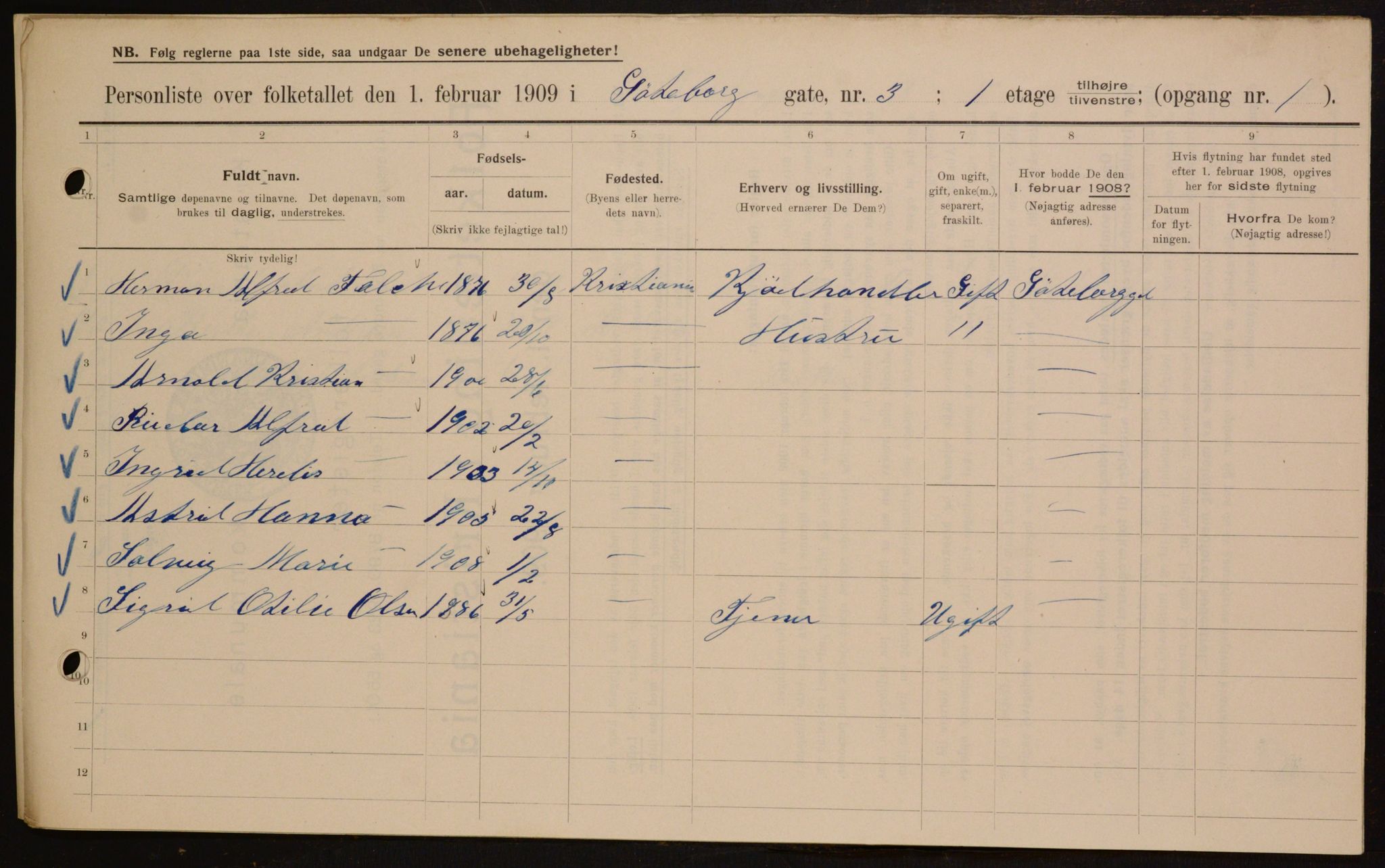 OBA, Municipal Census 1909 for Kristiania, 1909, p. 29787