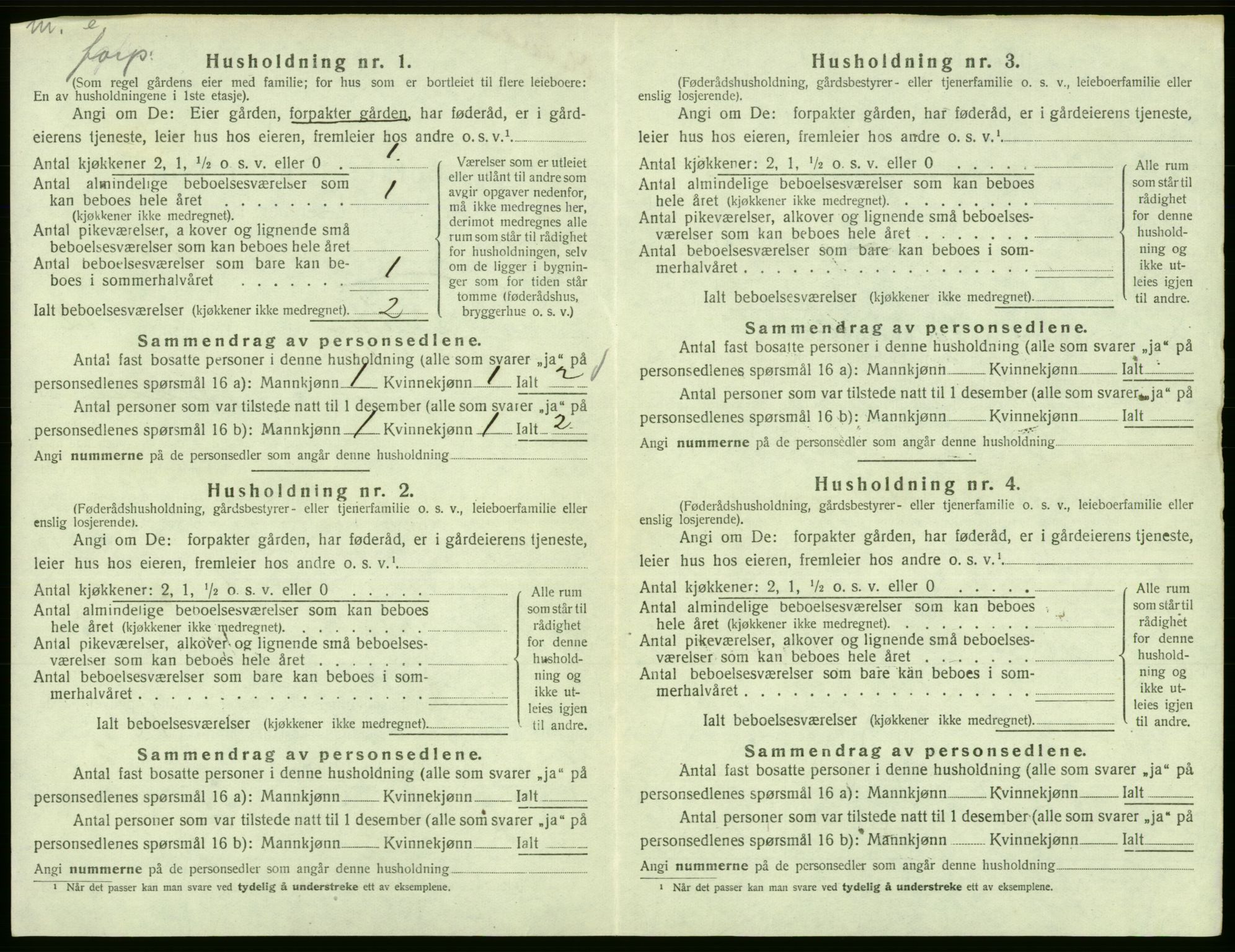 SAB, 1920 census for Fitjar, 1920, p. 724