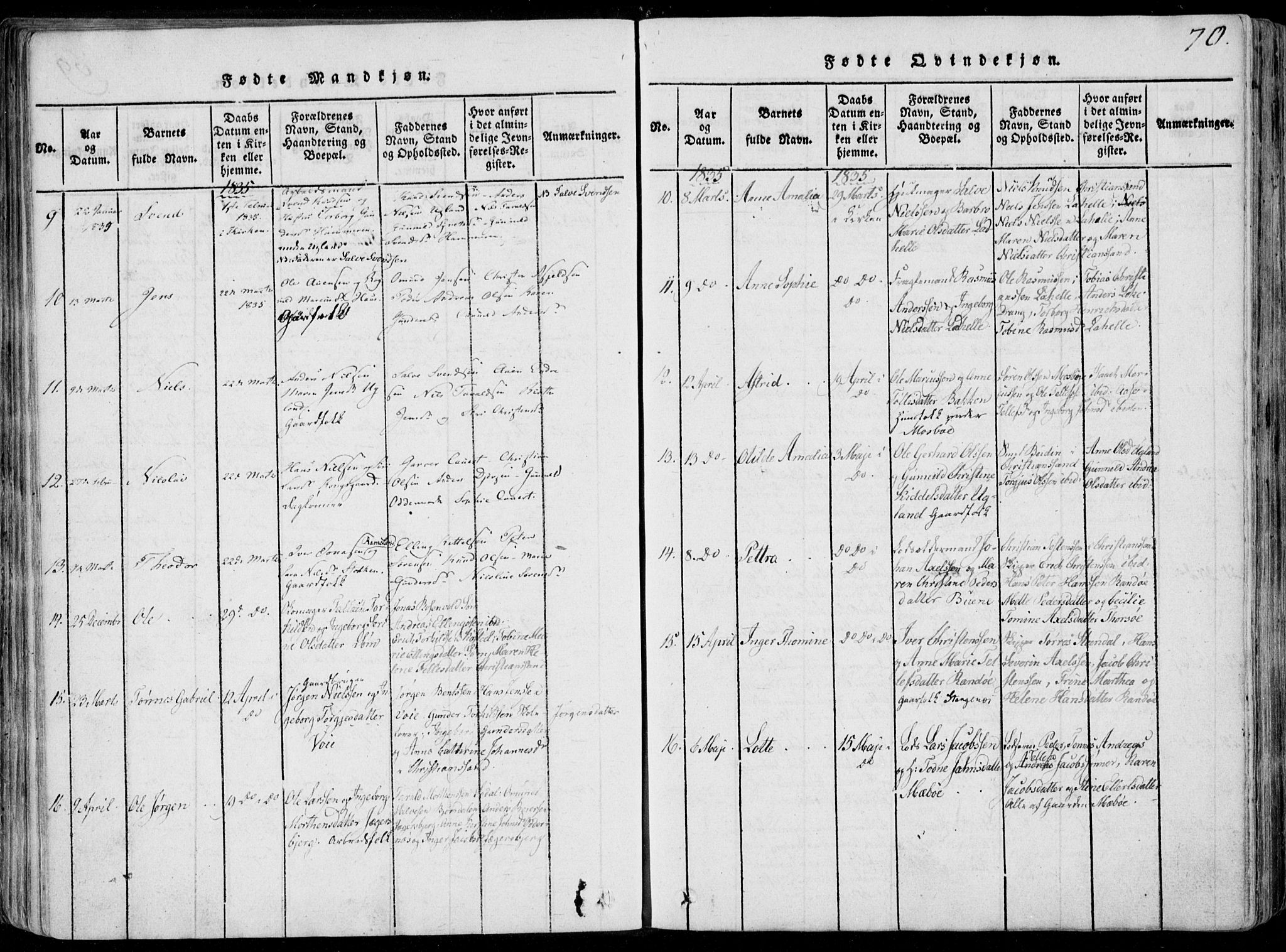 Oddernes sokneprestkontor, AV/SAK-1111-0033/F/Fa/Faa/L0005: Parish register (official) no. A 5, 1820-1838, p. 70