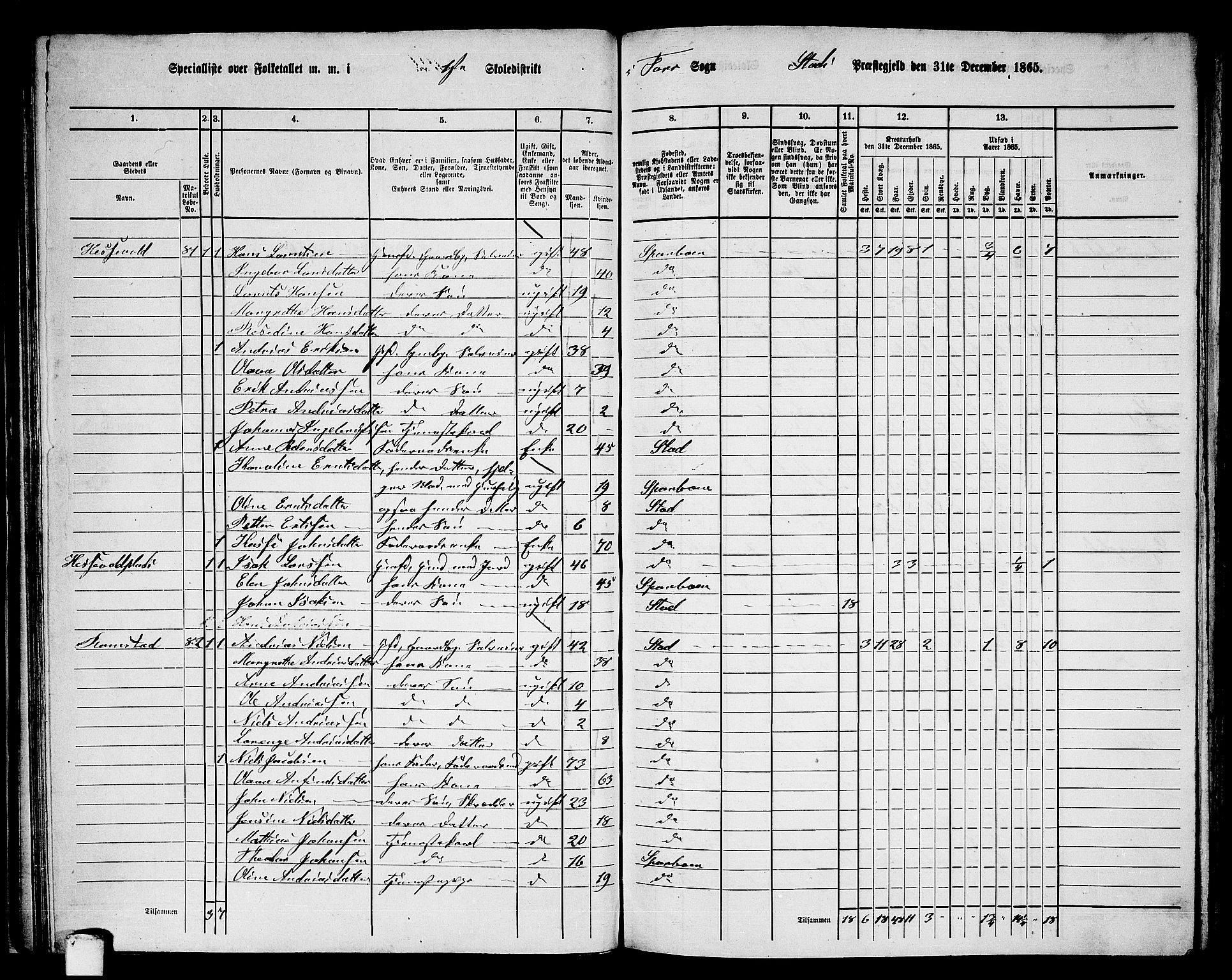 RA, 1865 census for Stod, 1865, p. 59