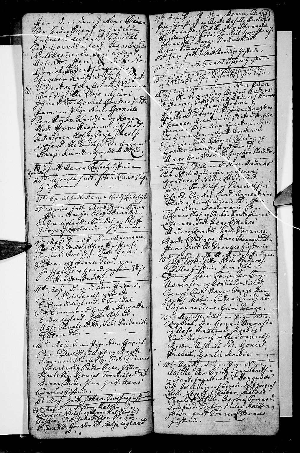 Oddernes sokneprestkontor, AV/SAK-1111-0033/F/Fb/Fba/L0002: Parish register (copy) no. B 2, 1791-1806, p. 14