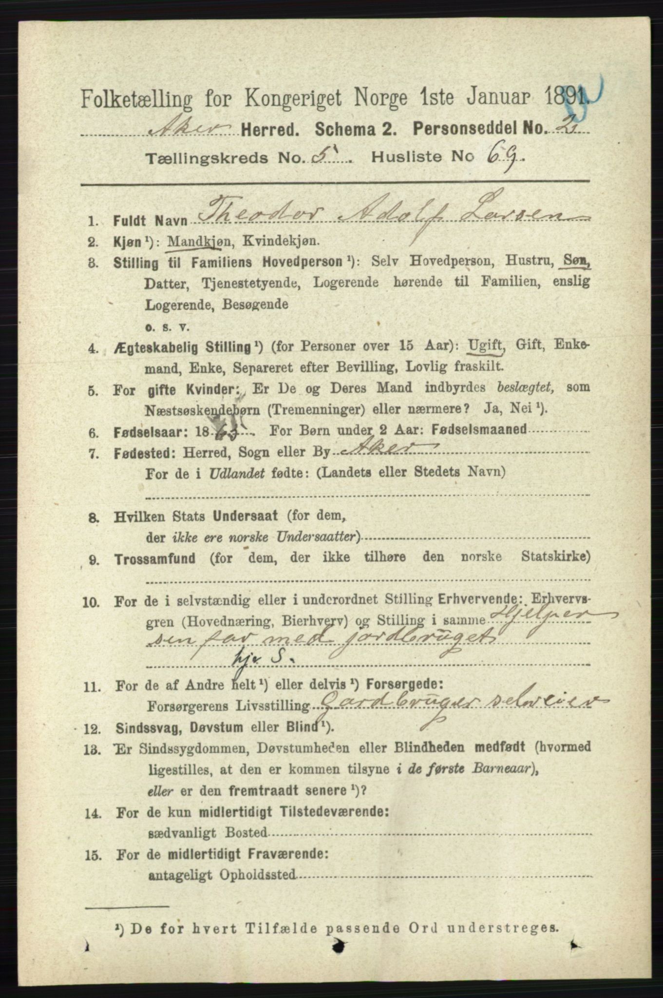 RA, 1891 census for 0218 Aker, 1891, p. 5402