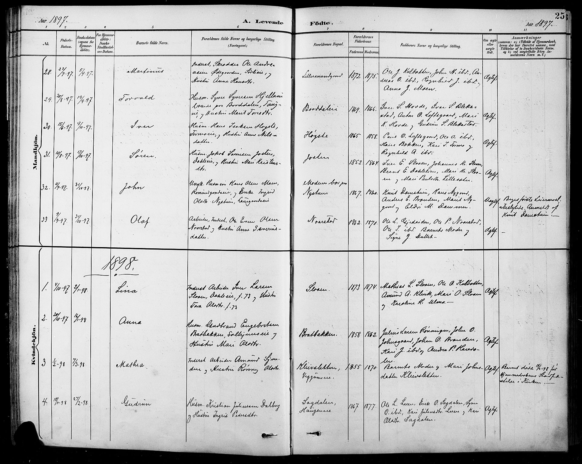 Sel prestekontor, SAH/PREST-074/H/Ha/Hab/L0001: Parish register (copy) no. 1, 1894-1923, p. 25