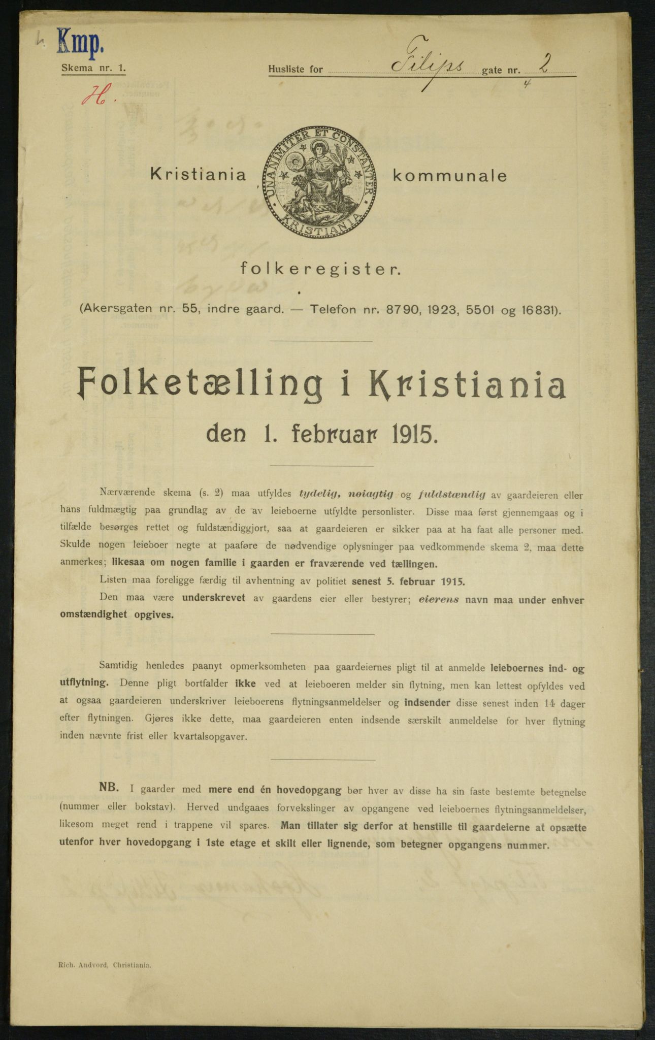 OBA, Municipal Census 1915 for Kristiania, 1915, p. 23765