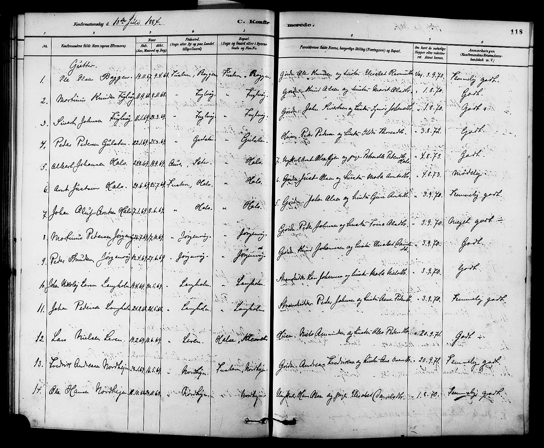 Ministerialprotokoller, klokkerbøker og fødselsregistre - Møre og Romsdal, AV/SAT-A-1454/577/L0896: Parish register (official) no. 577A03, 1880-1898, p. 118