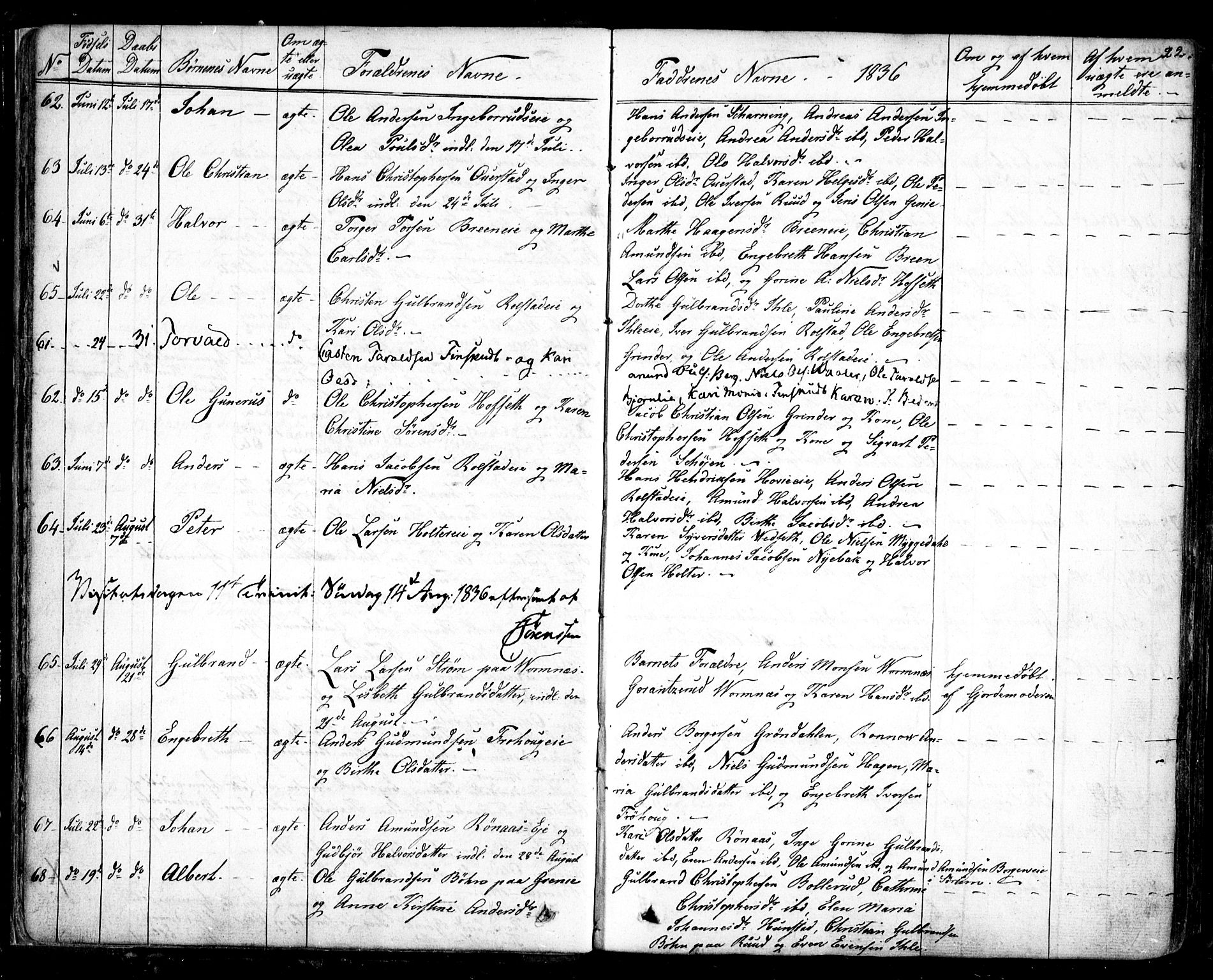 Nes prestekontor Kirkebøker, AV/SAO-A-10410/F/Fa/L0006: Parish register (official) no. I 6, 1833-1845, p. 22