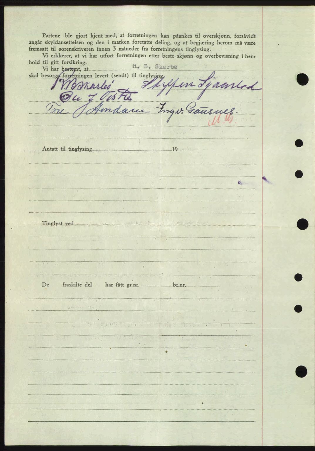 Nordre Sunnmøre sorenskriveri, AV/SAT-A-0006/1/2/2C/2Ca: Mortgage book no. A25, 1947-1947, Diary no: : 1762/1947