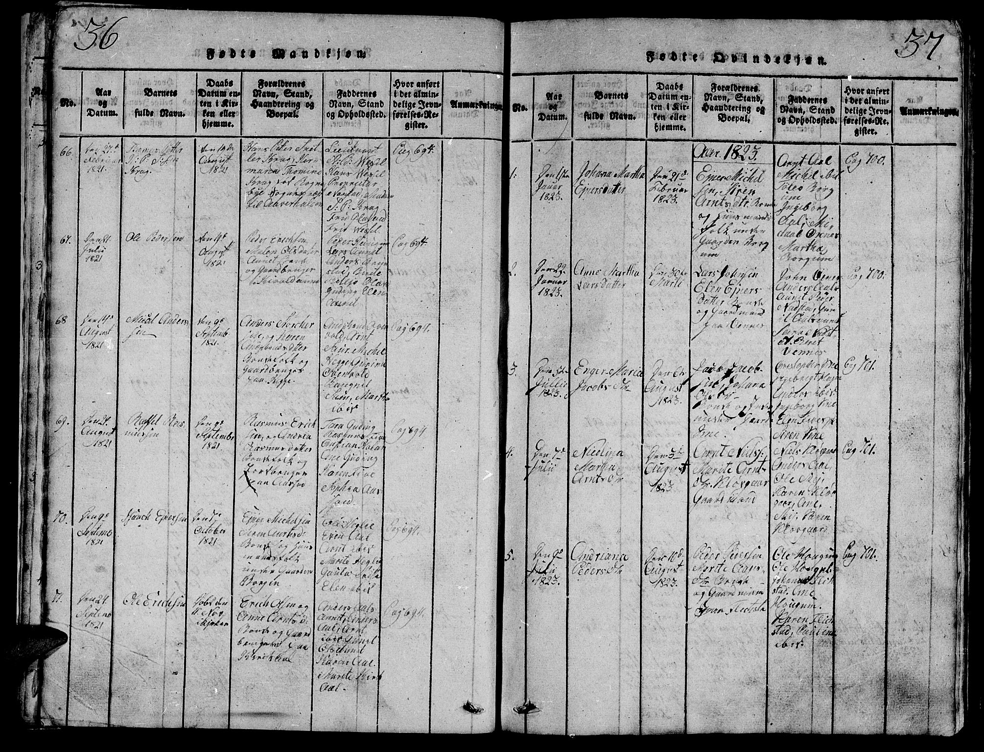 Ministerialprotokoller, klokkerbøker og fødselsregistre - Nord-Trøndelag, AV/SAT-A-1458/747/L0459: Parish register (copy) no. 747C01, 1816-1842, p. 36-37