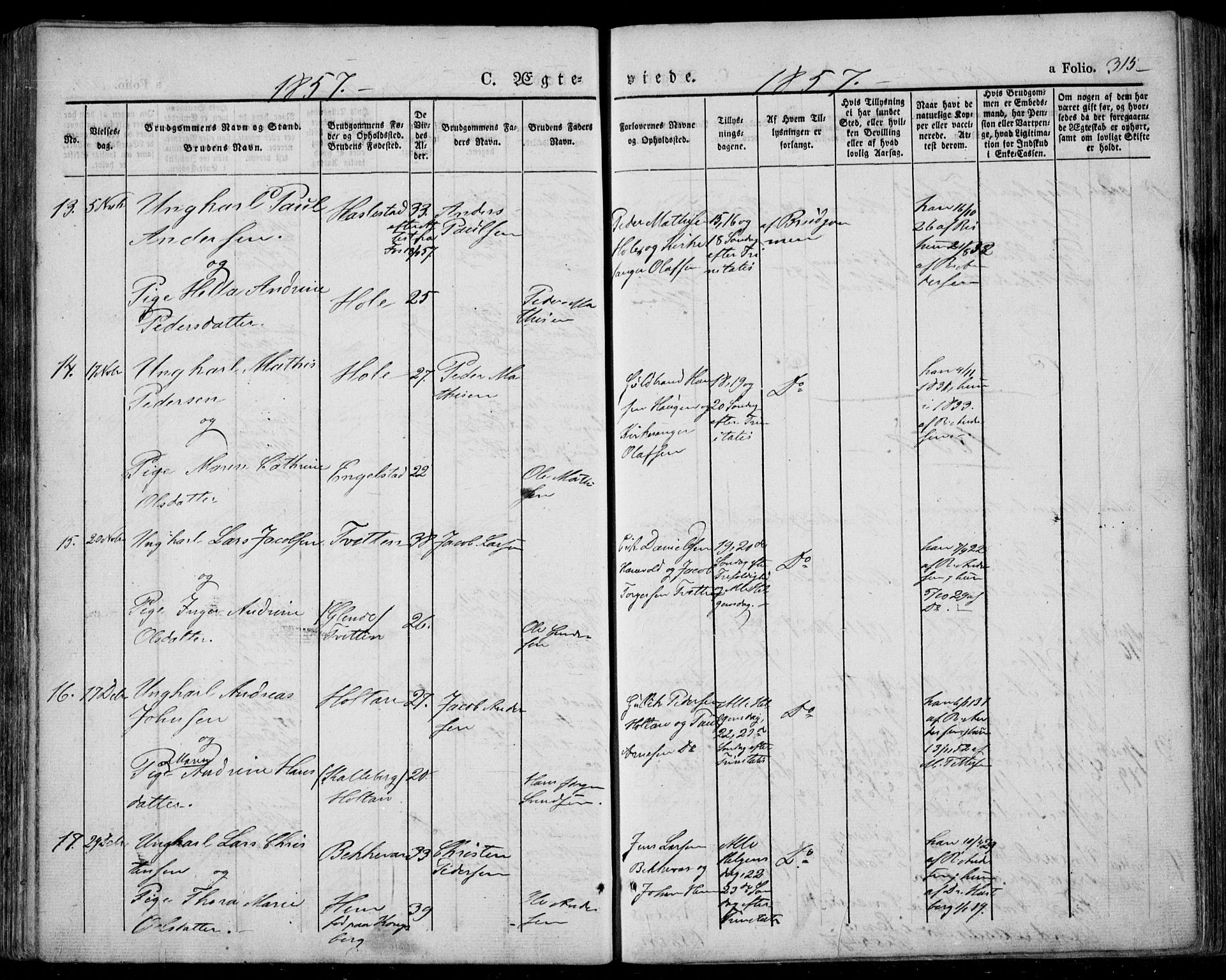 Lardal kirkebøker, SAKO/A-350/F/Fa/L0006: Parish register (official) no. I 6, 1835-1860, p. 315