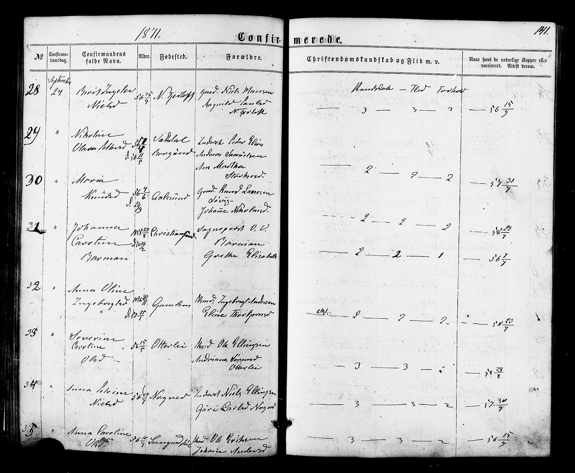 Ministerialprotokoller, klokkerbøker og fødselsregistre - Møre og Romsdal, SAT/A-1454/536/L0498: Parish register (official) no. 536A07, 1862-1875, p. 141