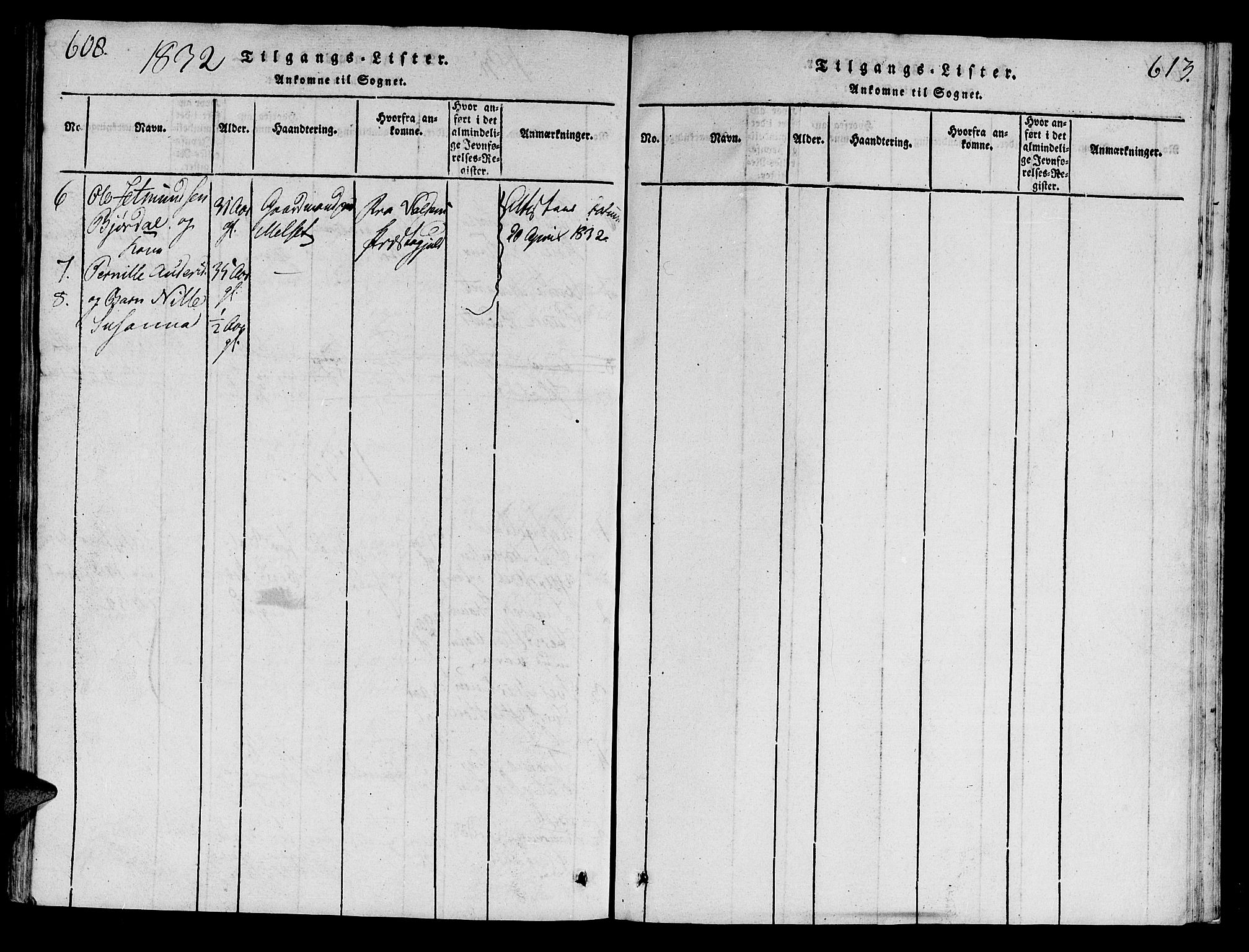 Ministerialprotokoller, klokkerbøker og fødselsregistre - Møre og Romsdal, SAT/A-1454/522/L0310: Parish register (official) no. 522A05, 1816-1832, p. 608-609