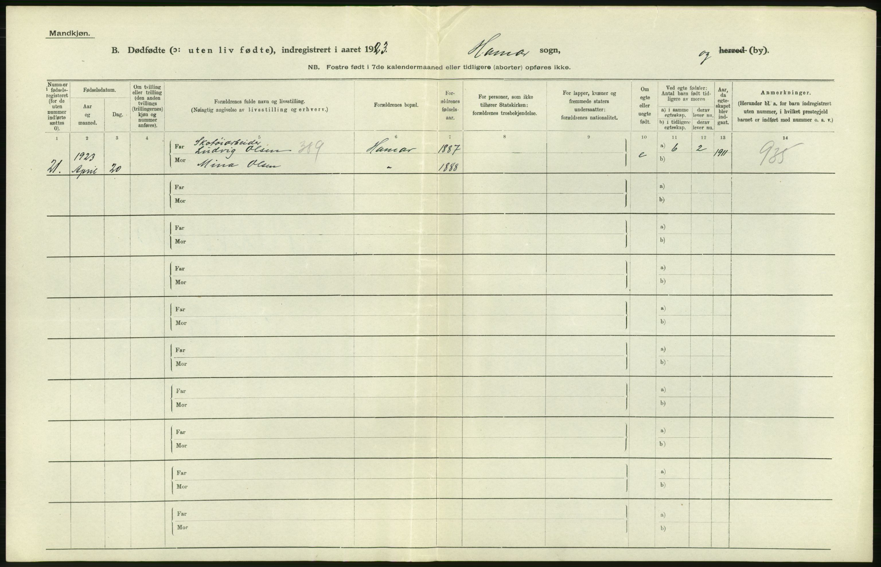 Statistisk sentralbyrå, Sosiodemografiske emner, Befolkning, RA/S-2228/D/Df/Dfc/Dfcc/L0012: Hedmark fylke: Gifte, døde, dødfødte. Bygder og byer., 1923, p. 256