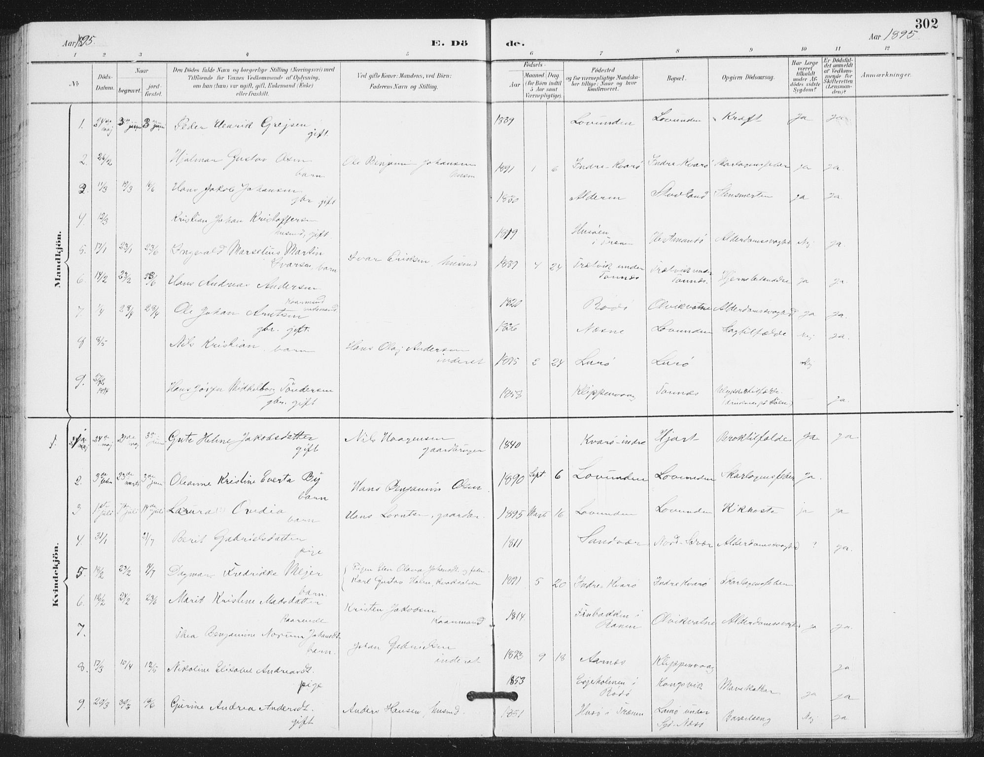 Ministerialprotokoller, klokkerbøker og fødselsregistre - Nordland, SAT/A-1459/839/L0573: Parish register (copy) no. 839C03, 1892-1917, p. 302