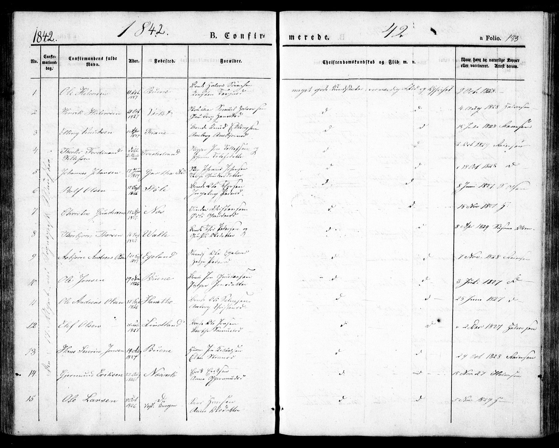 Holt sokneprestkontor, AV/SAK-1111-0021/F/Fa/L0007: Parish register (official) no. A 7, 1836-1848, p. 183