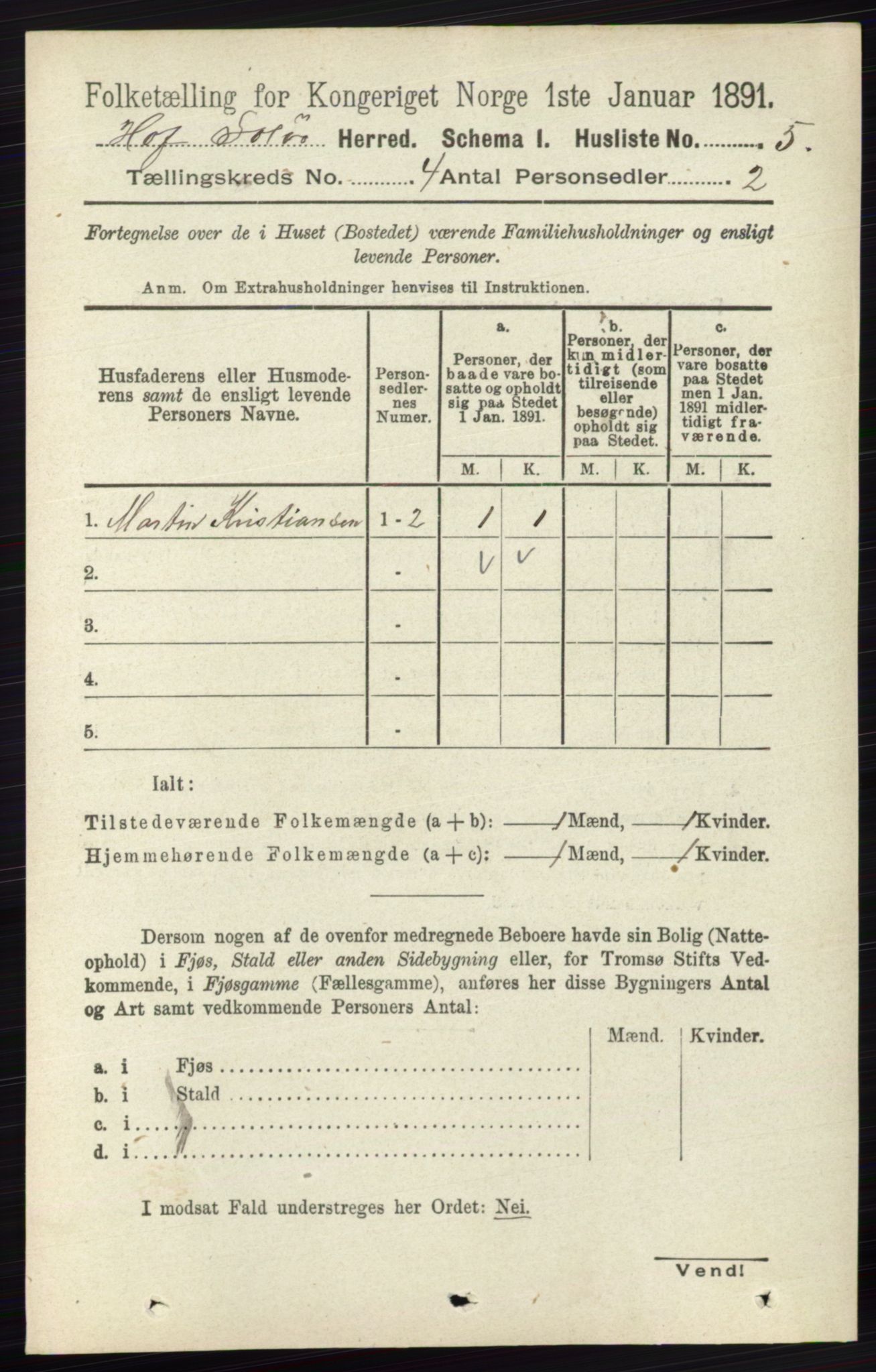 RA, 1891 census for 0424 Hof, 1891, p. 1376