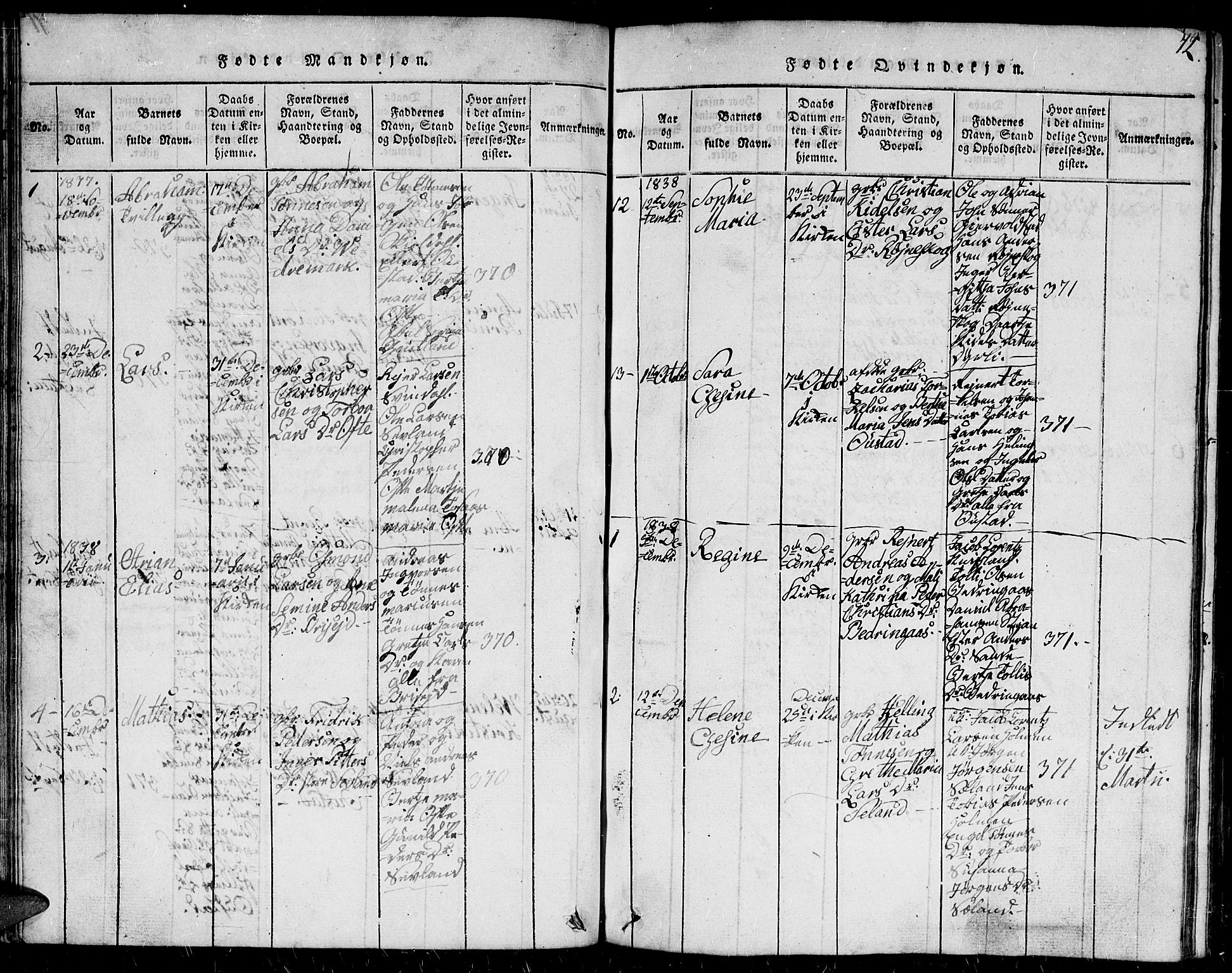 Herad sokneprestkontor, AV/SAK-1111-0018/F/Fb/Fba/L0001: Parish register (copy) no. B 1, 1815-1852, p. 72