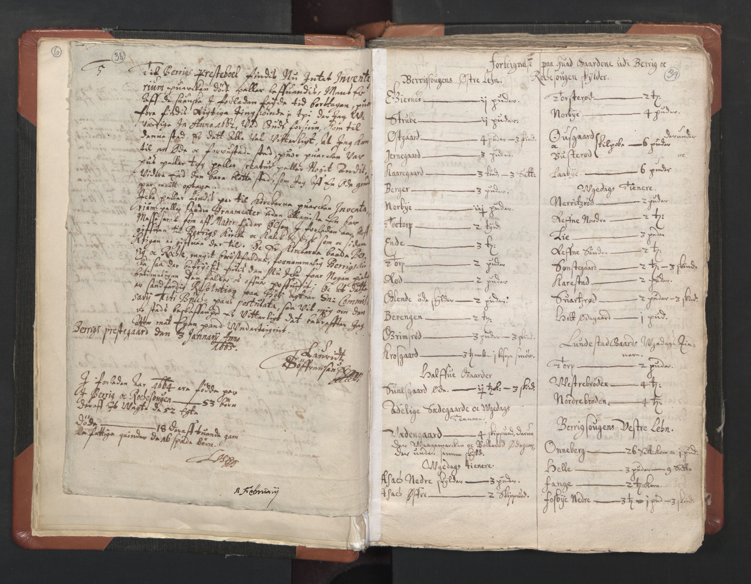 RA, Vicar's Census 1664-1666, no. 1: Nedre Borgesyssel deanery, 1664-1666, p. 38-39