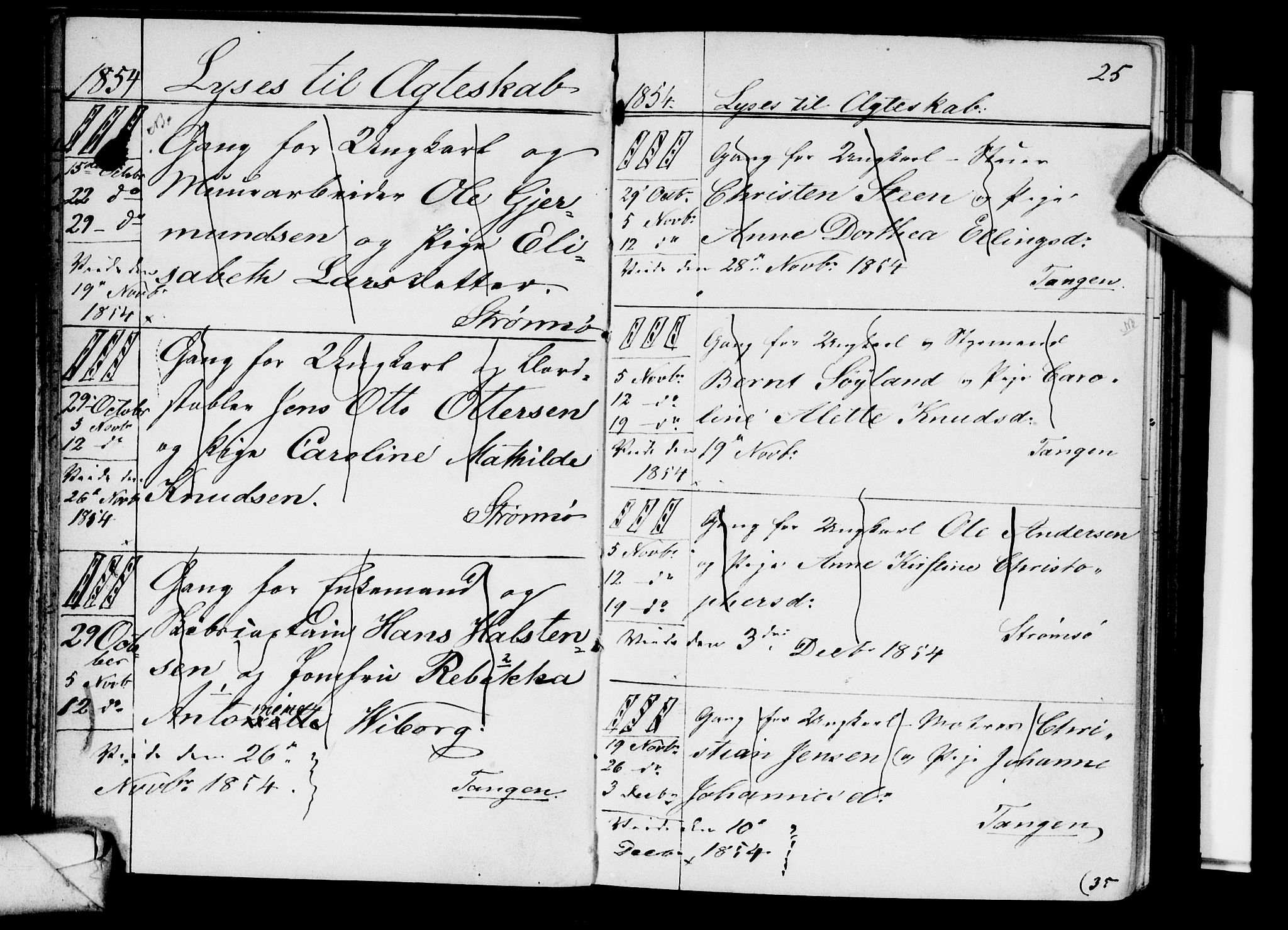 Strømsø kirkebøker, AV/SAKO-A-246/H/Ha/L0002: Banns register no. 2, 1850-1866, p. 25