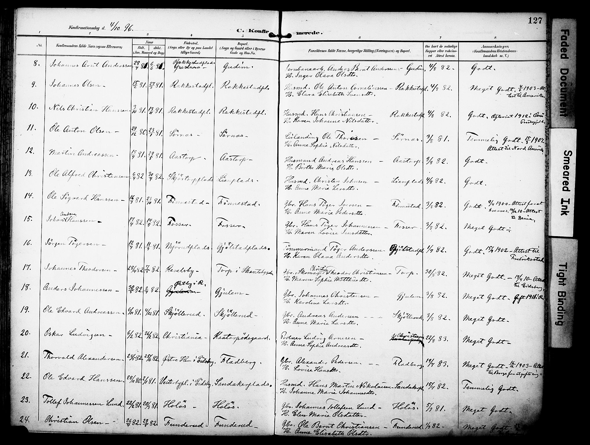 Rakkestad prestekontor Kirkebøker, AV/SAO-A-2008/F/Fa/L0013: Parish register (official) no. I 13, 1894-1908, p. 127