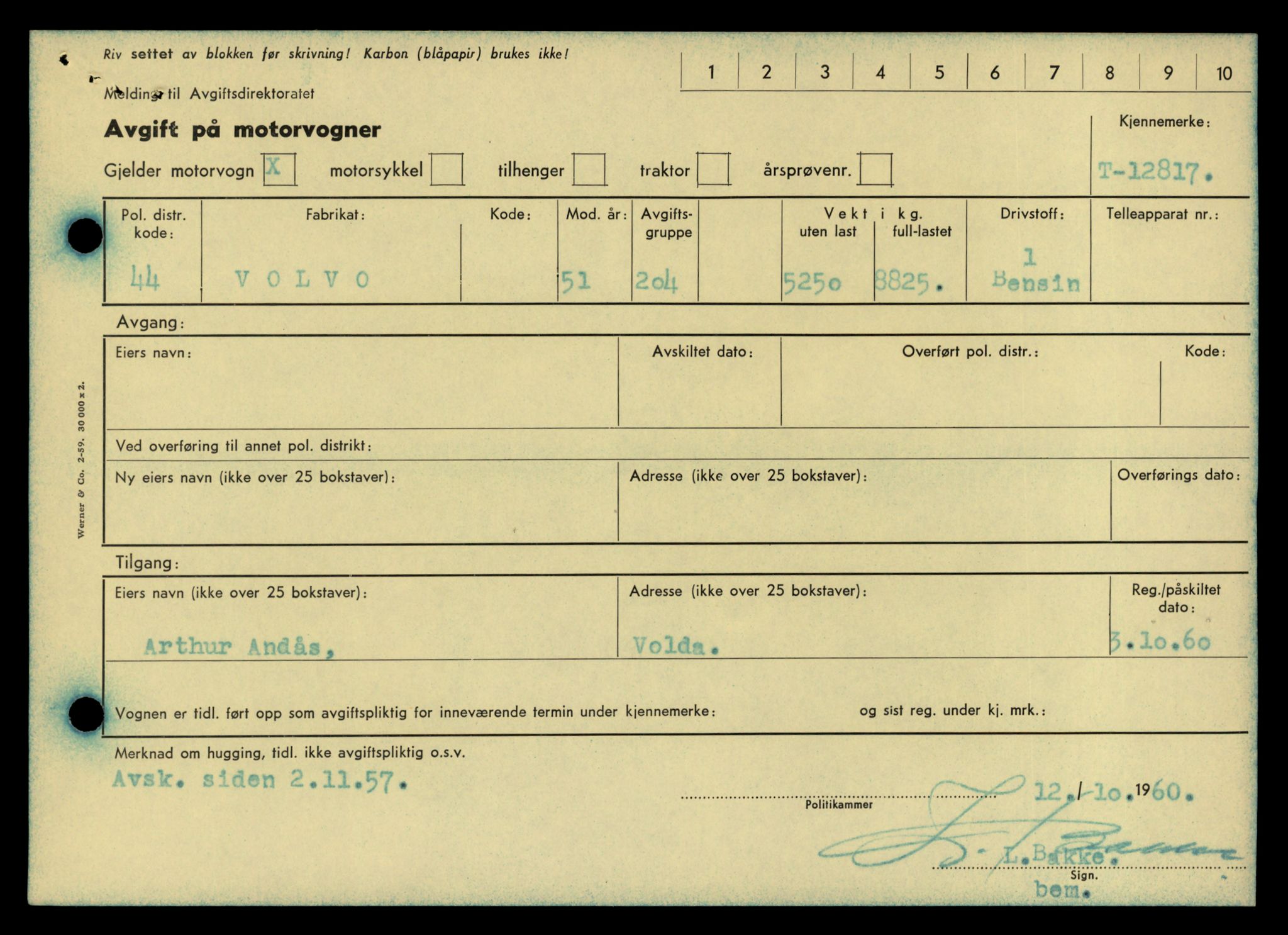 Møre og Romsdal vegkontor - Ålesund trafikkstasjon, AV/SAT-A-4099/F/Fe/L0035: Registreringskort for kjøretøy T 12653 - T 12829, 1927-1998, p. 3164