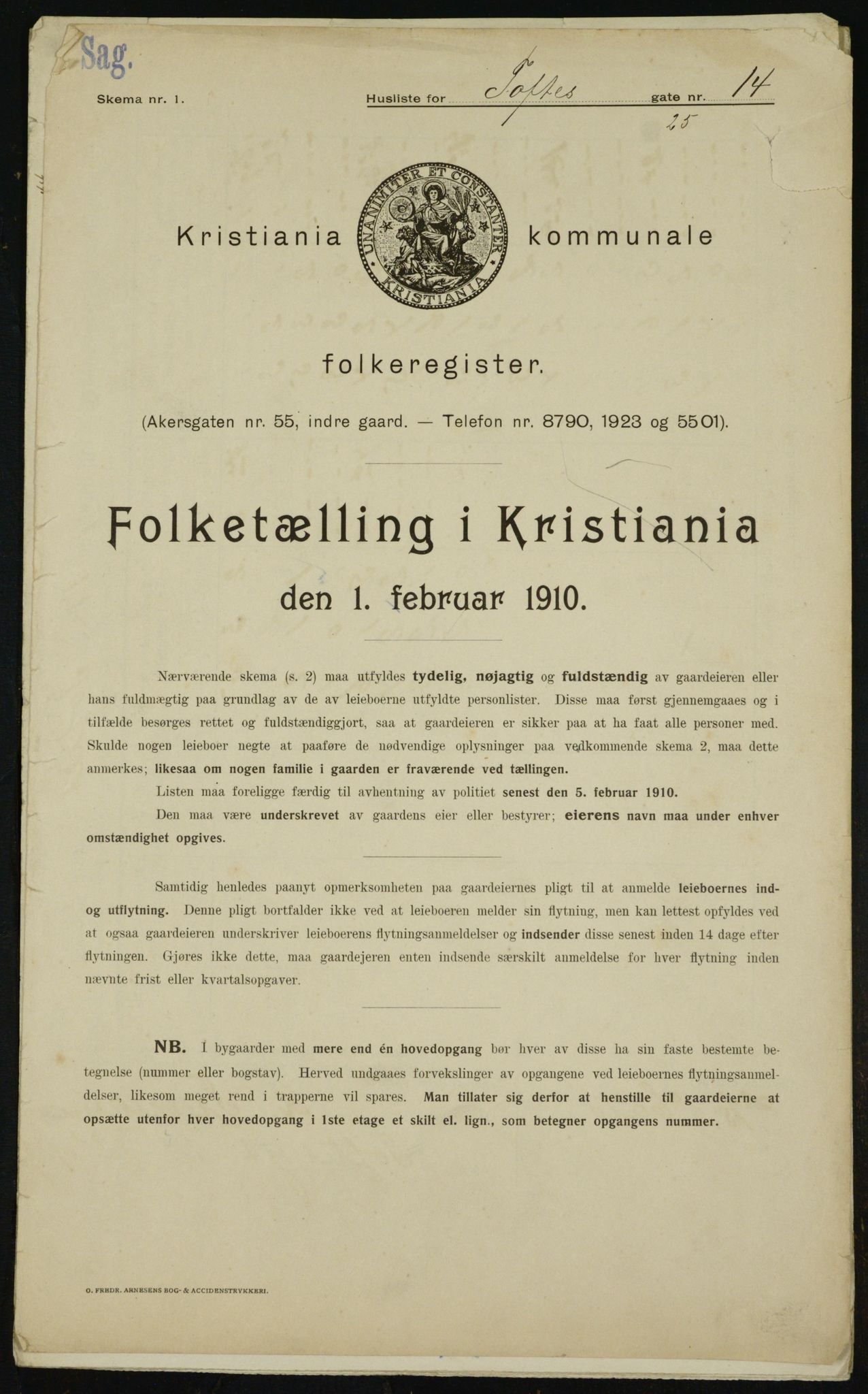 OBA, Municipal Census 1910 for Kristiania, 1910, p. 105822