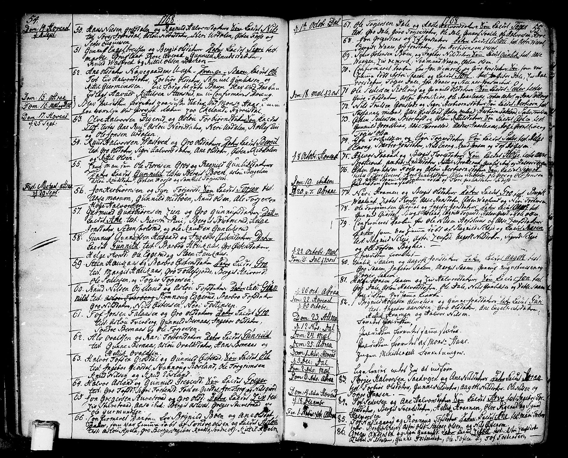 Tinn kirkebøker, SAKO/A-308/F/Fa/L0002: Parish register (official) no. I 2, 1757-1810, p. 54-55