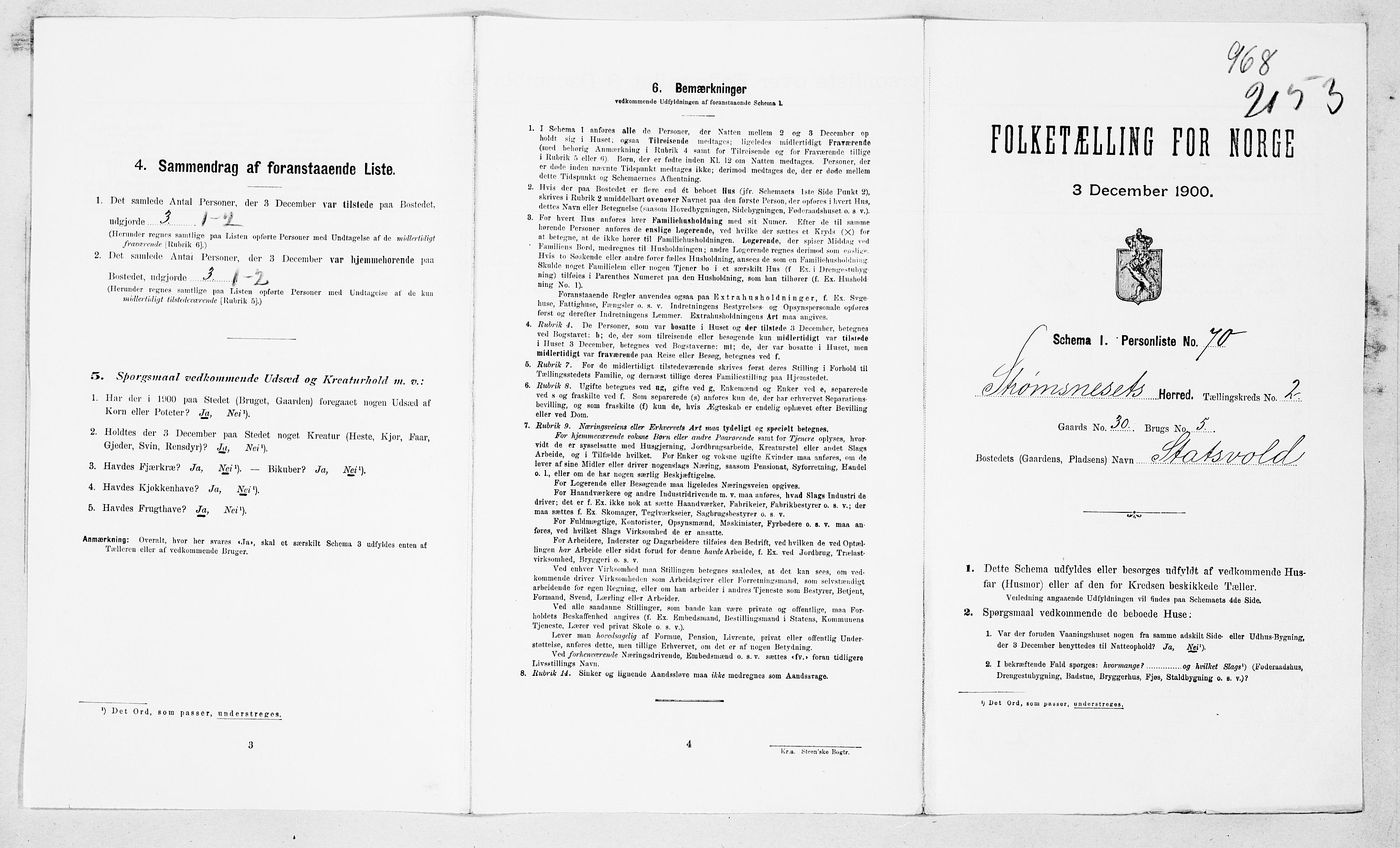 SAT, 1900 census for Straumsnes, 1900, p. 24