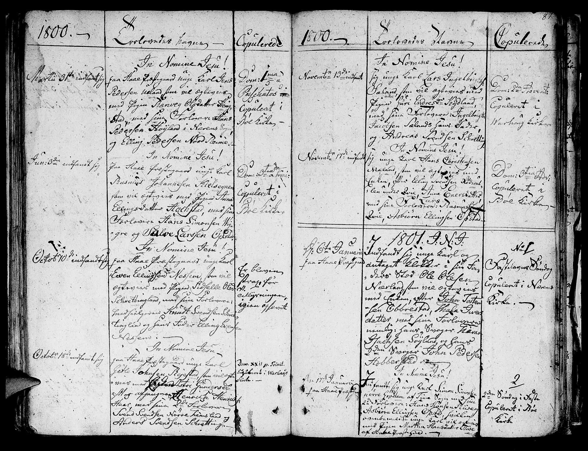 Hå sokneprestkontor, SAST/A-101801/001/30BA/L0001: Parish register (official) no. A 1, 1787-1812, p. 87