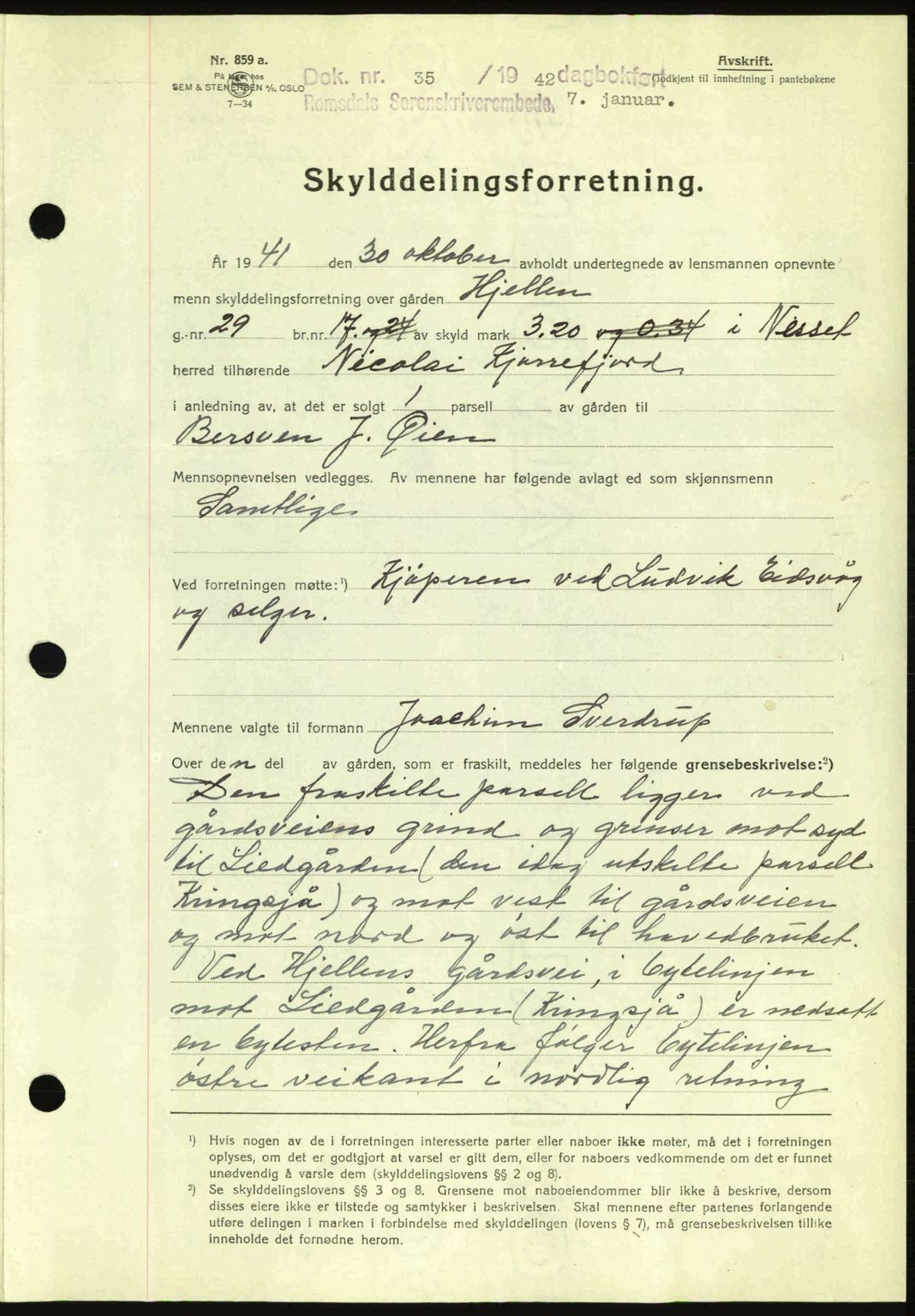 Romsdal sorenskriveri, AV/SAT-A-4149/1/2/2C: Mortgage book no. A11, 1941-1942, Diary no: : 35/1942