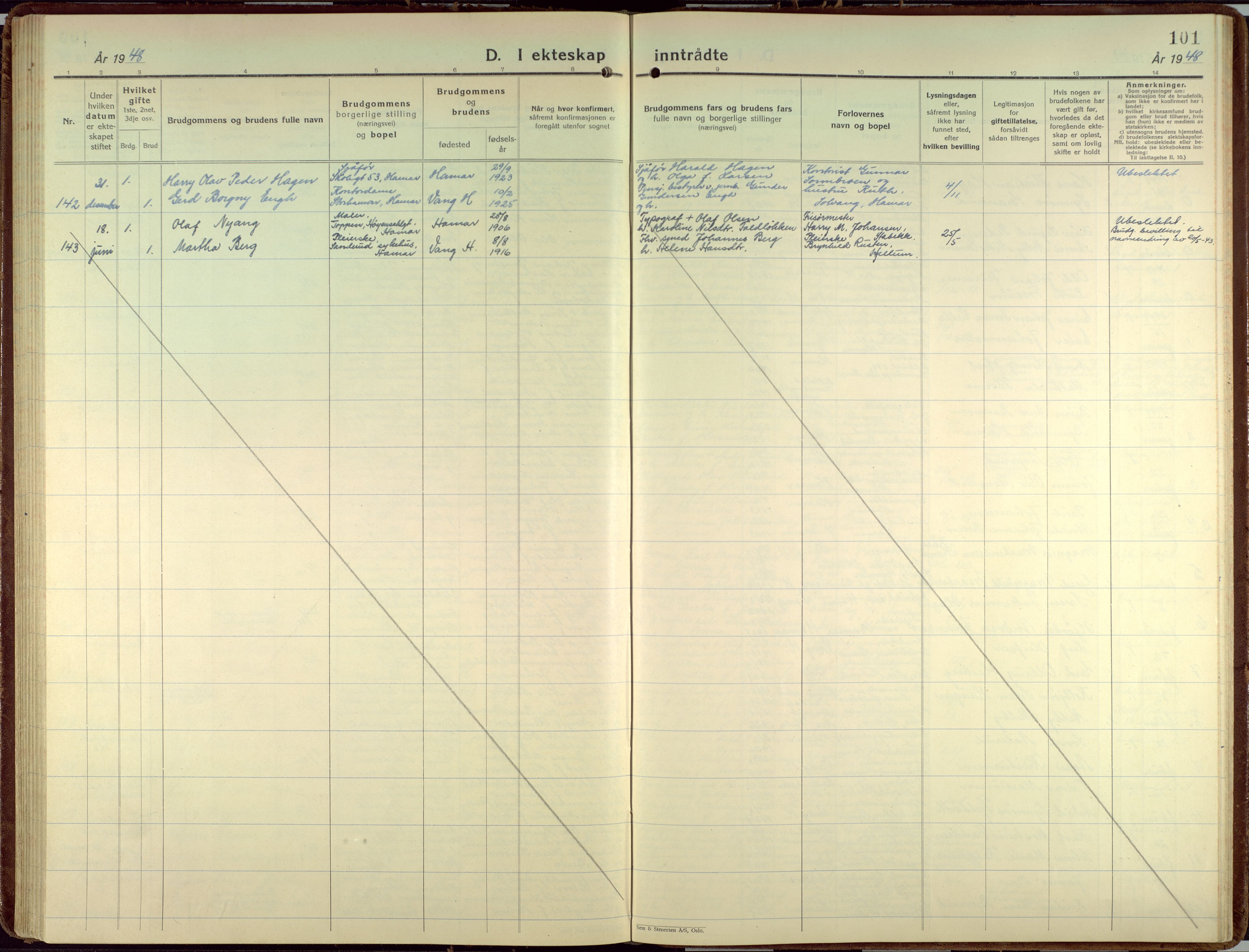 Hamar prestekontor, AV/SAH-DOMPH-002/H/Ha/Haa/L0006: Parish register (official) no. 6, 1931-1953, p. 101