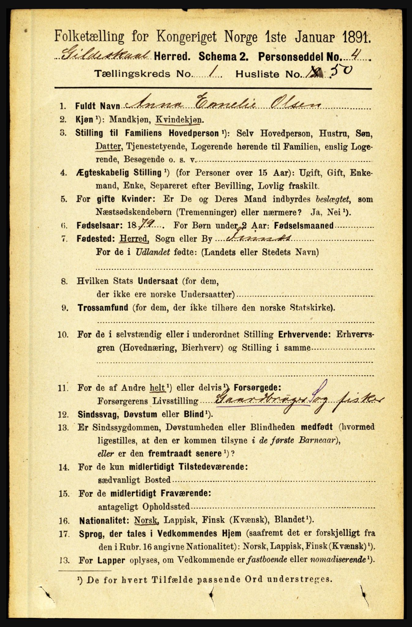 RA, 1891 census for 1838 Gildeskål, 1891, p. 432