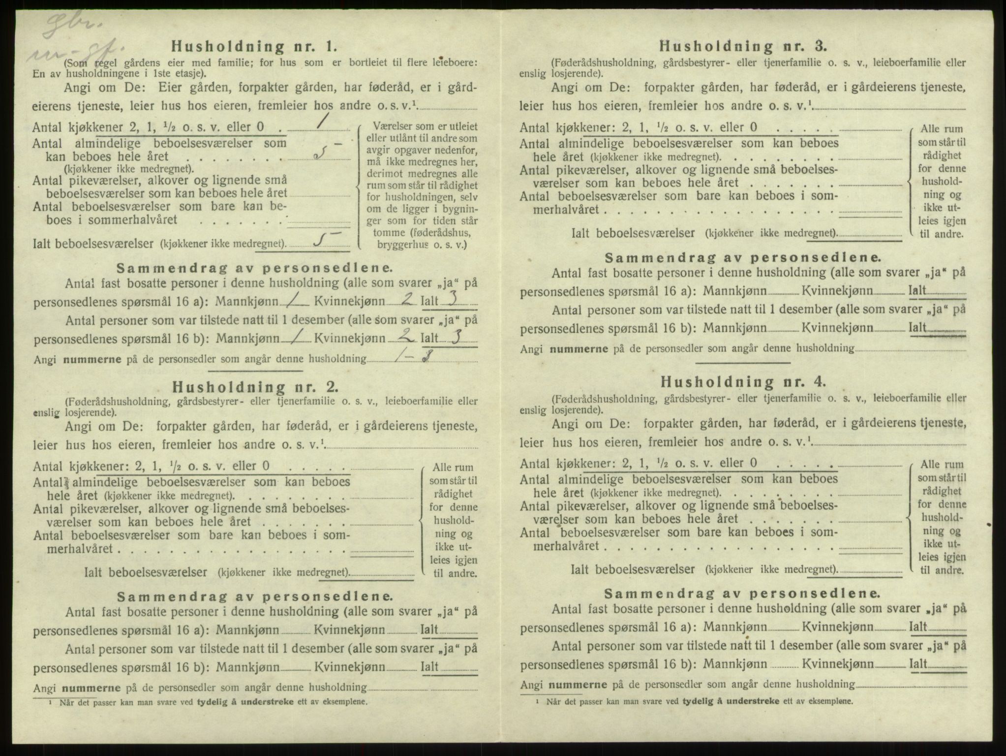 SAB, 1920 census for Innvik, 1920, p. 375