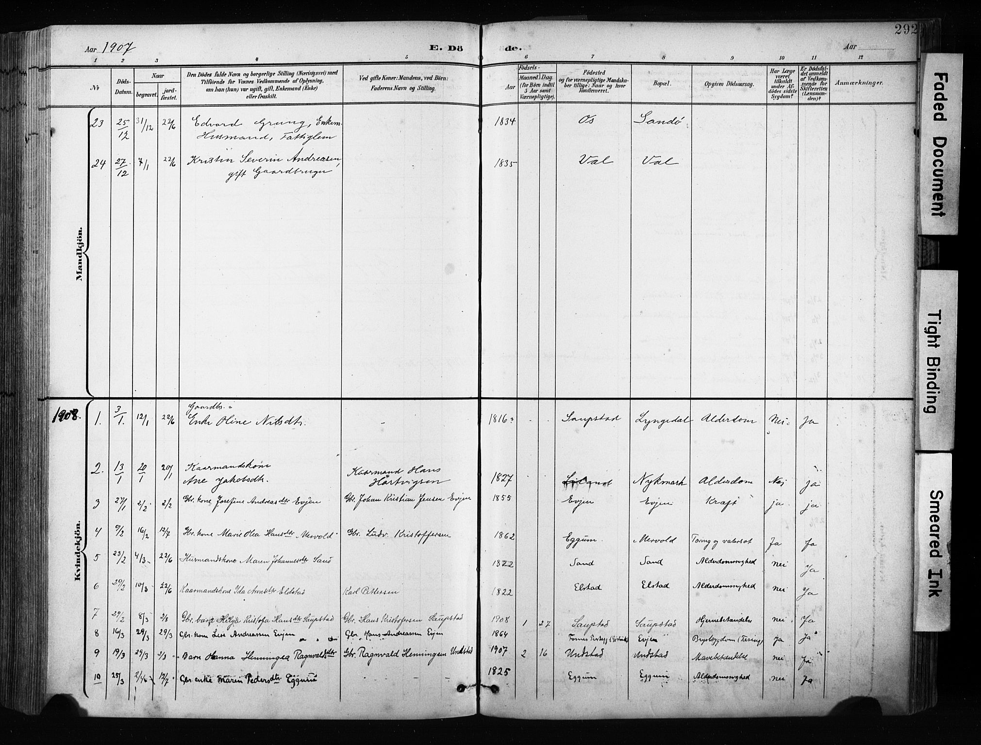 Ministerialprotokoller, klokkerbøker og fødselsregistre - Nordland, AV/SAT-A-1459/880/L1134: Parish register (official) no. 880A08, 1899-1908, p. 292