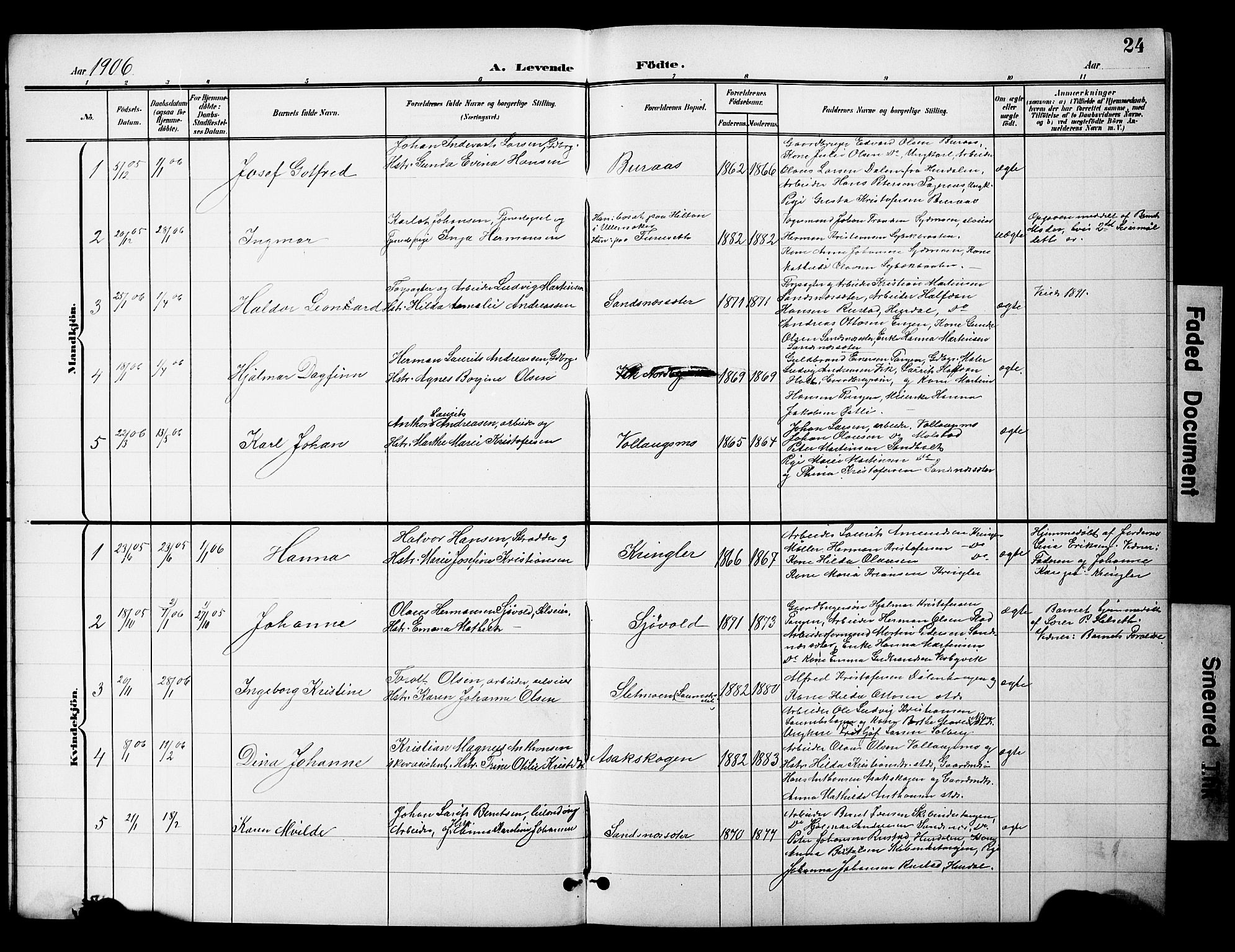 Nannestad prestekontor Kirkebøker, SAO/A-10414a/G/Gc/L0001: Parish register (copy) no. III 1, 1901-1916, p. 24