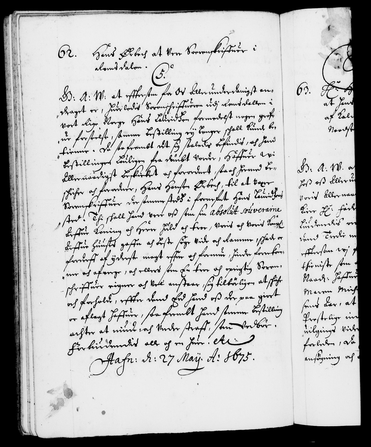 Danske Kanselli 1572-1799, RA/EA-3023/F/Fc/Fca/Fcaa/L0012: Norske registre (mikrofilm), 1674-1680, p. 133b
