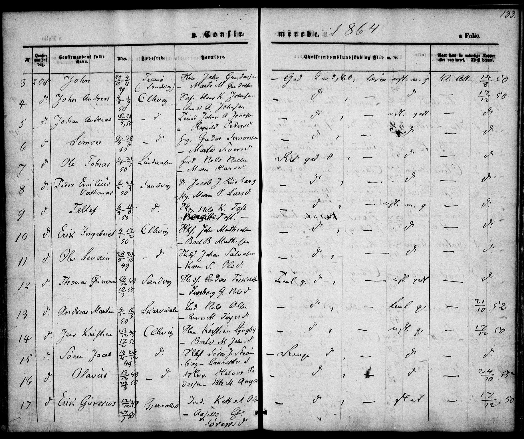 Hisøy sokneprestkontor, AV/SAK-1111-0020/F/Fa/L0001: Parish register (official) no. A 1, 1849-1871, p. 133