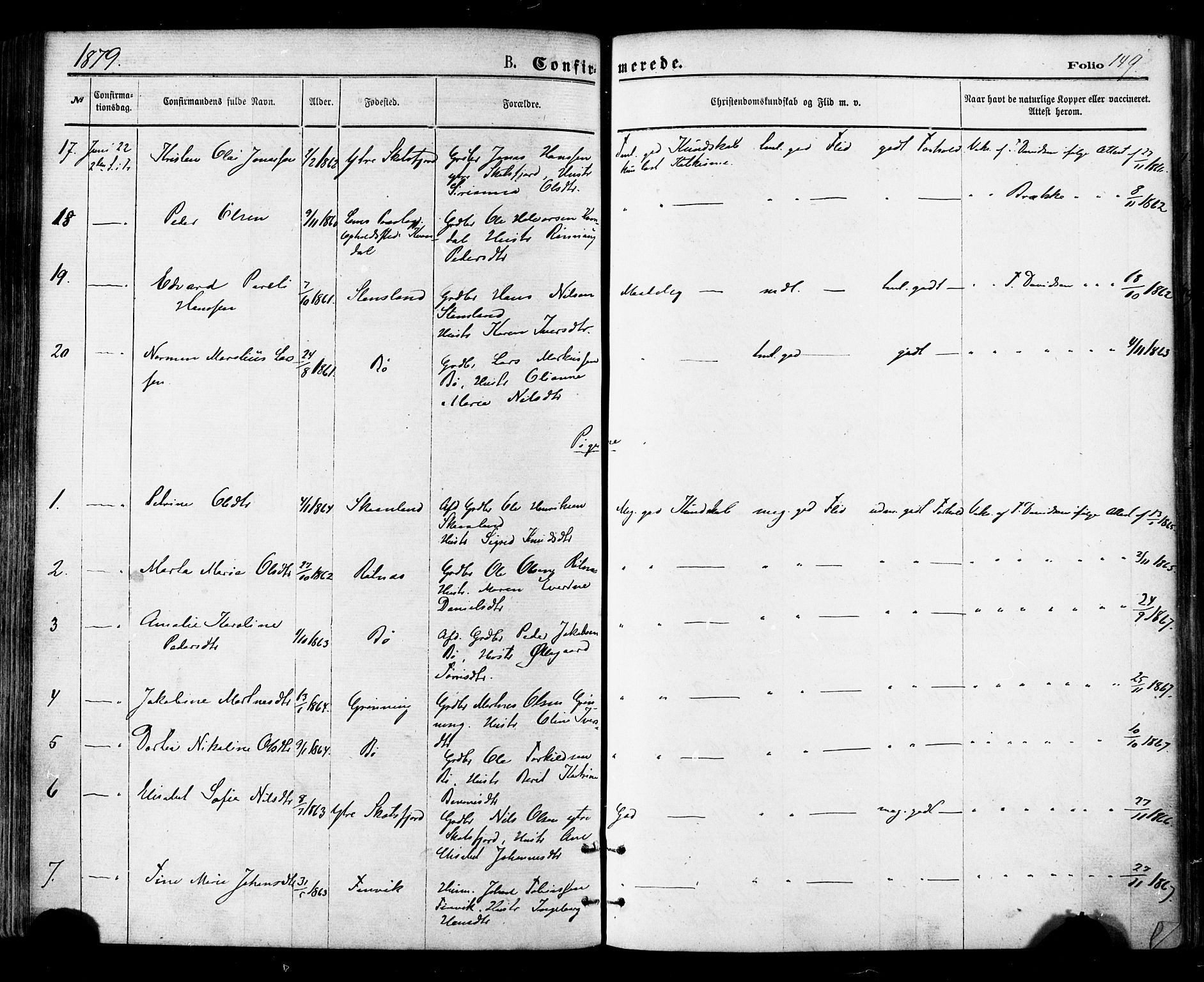 Ministerialprotokoller, klokkerbøker og fødselsregistre - Nordland, SAT/A-1459/855/L0802: Parish register (official) no. 855A10, 1875-1886, p. 149
