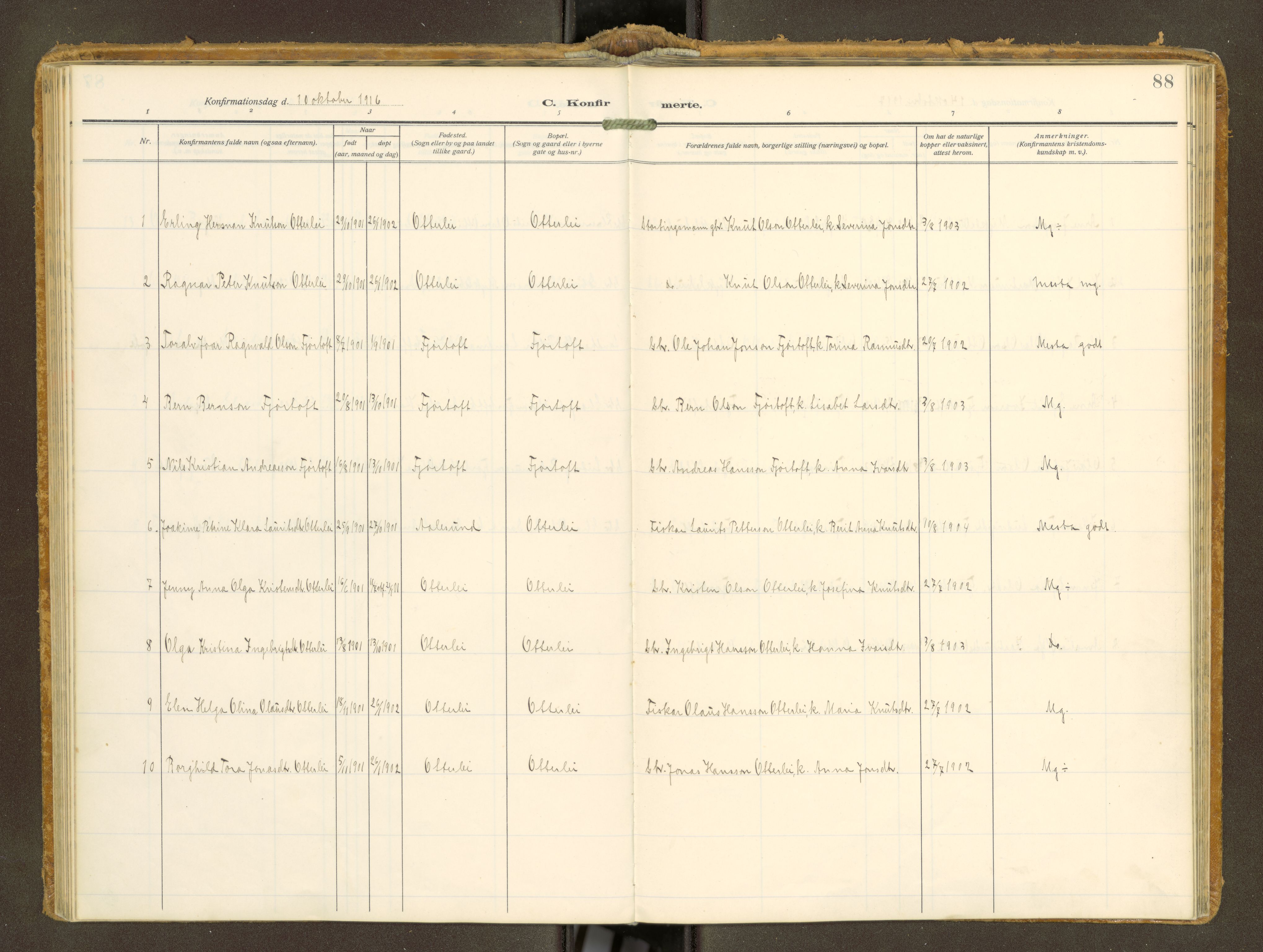 Ministerialprotokoller, klokkerbøker og fødselsregistre - Møre og Romsdal, AV/SAT-A-1454/538/L0528: Parish register (official) no. 538A--, 1911-1935, p. 88